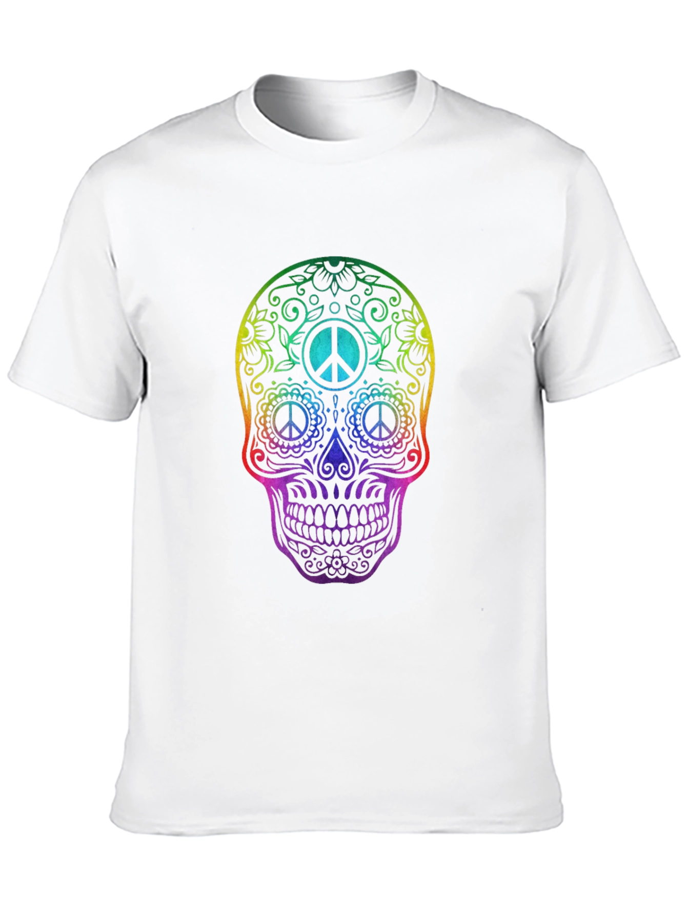 Rainbow Skull Peace Sign T-Shirt