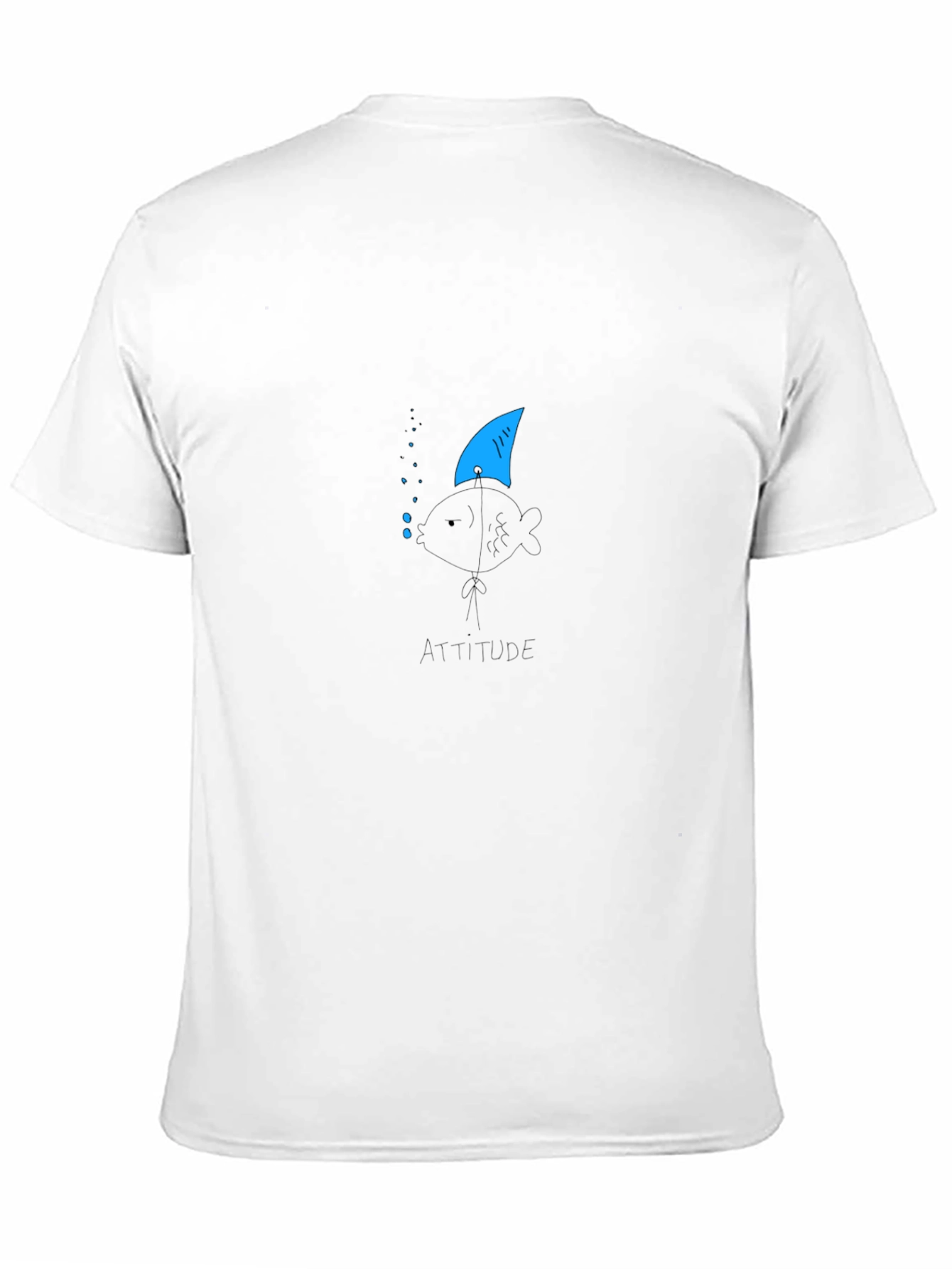 Attitude Fish Tee - Shark Fin Black Cotton T-Shirt