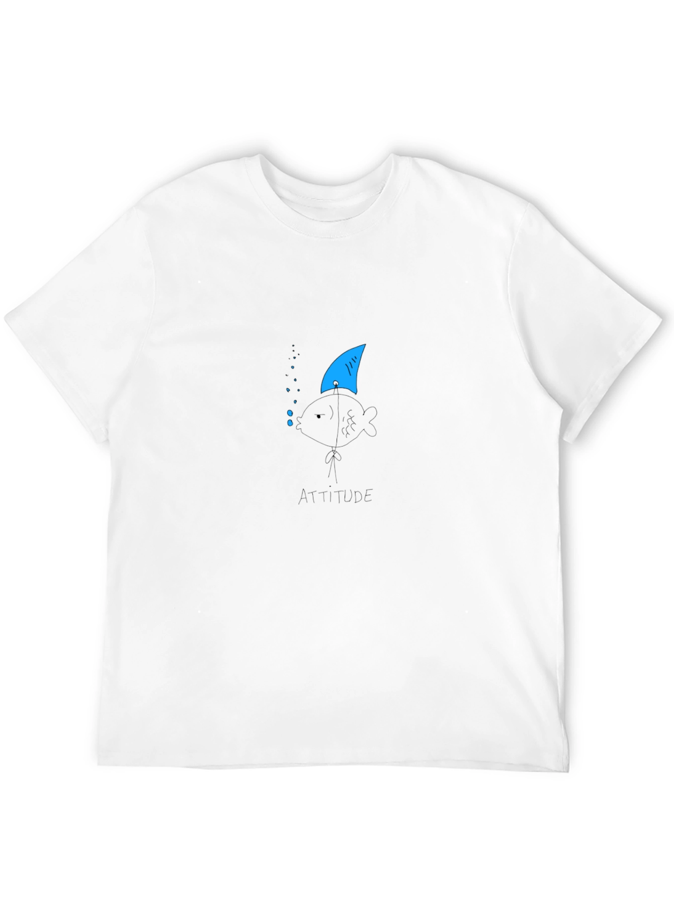 Attitude Fish Tee - Shark Fin Black Cotton T-Shirt