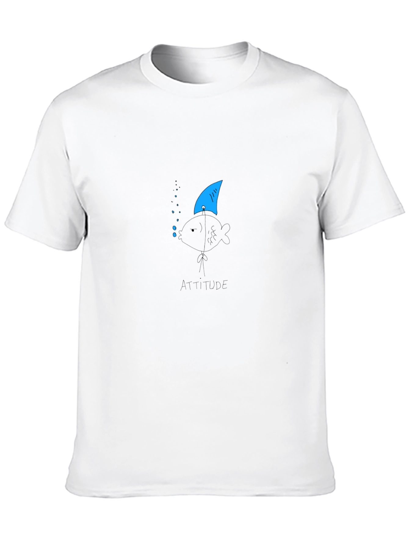 Attitude Fish Tee - Shark Fin Black Cotton T-Shirt