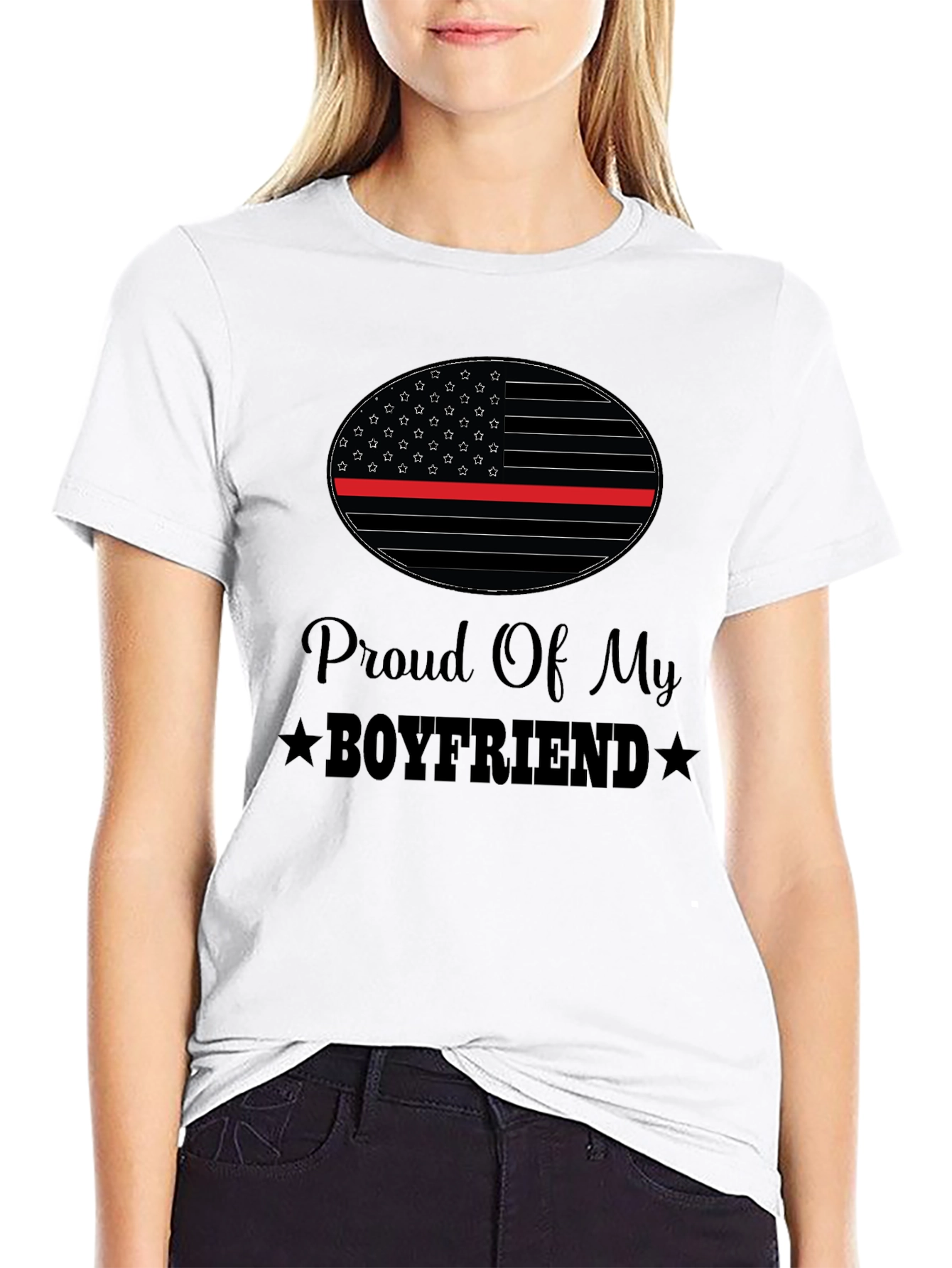 Proud Boyfriend T-Shirt - Thin Red Line Design