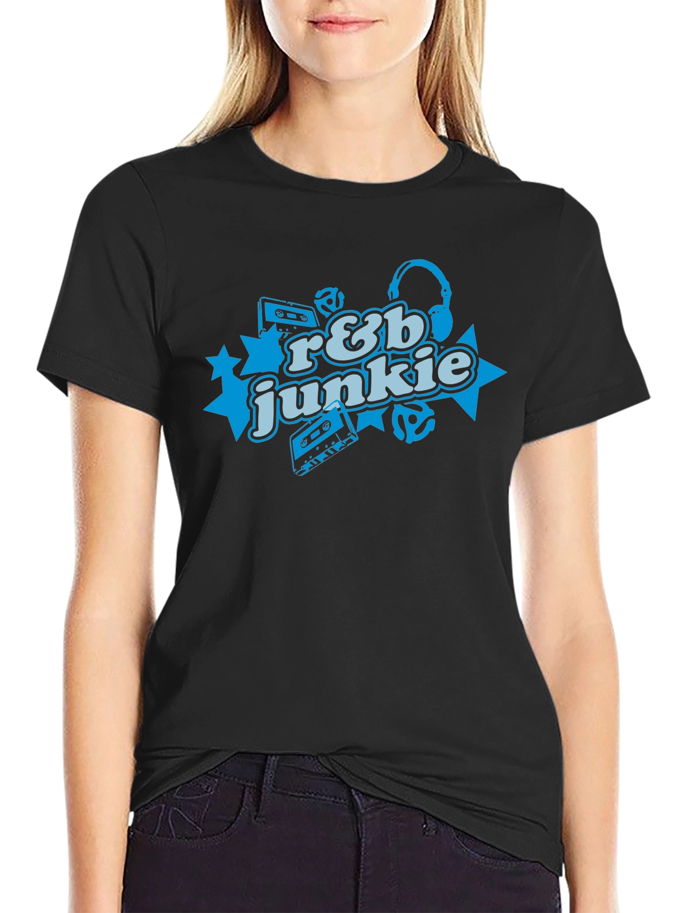 R&B Junkie Black T-Shirt - Music Lover Apparel