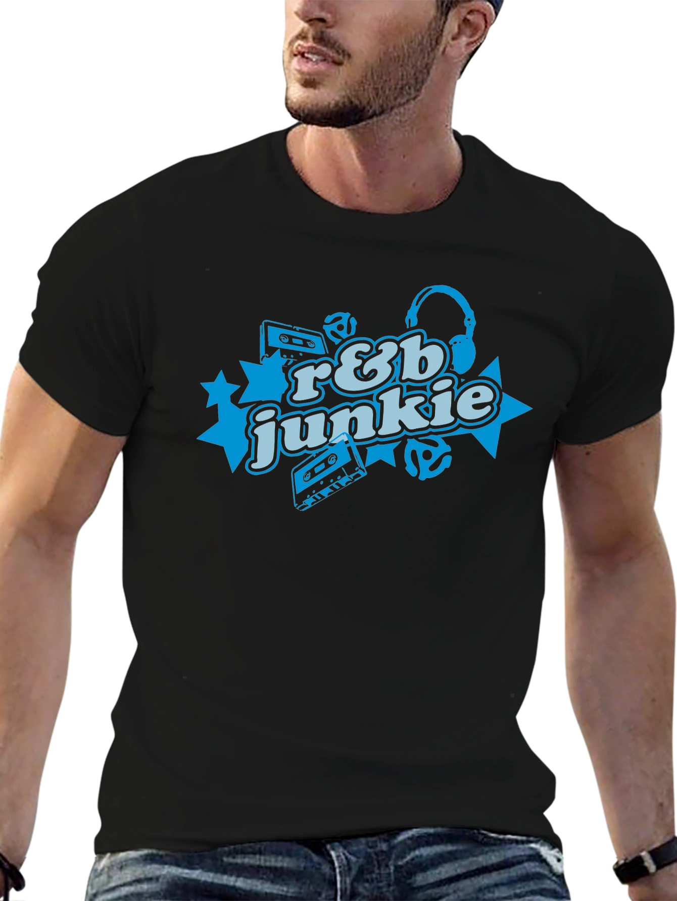 R&B Junkie Black T-Shirt - Music Lover Apparel