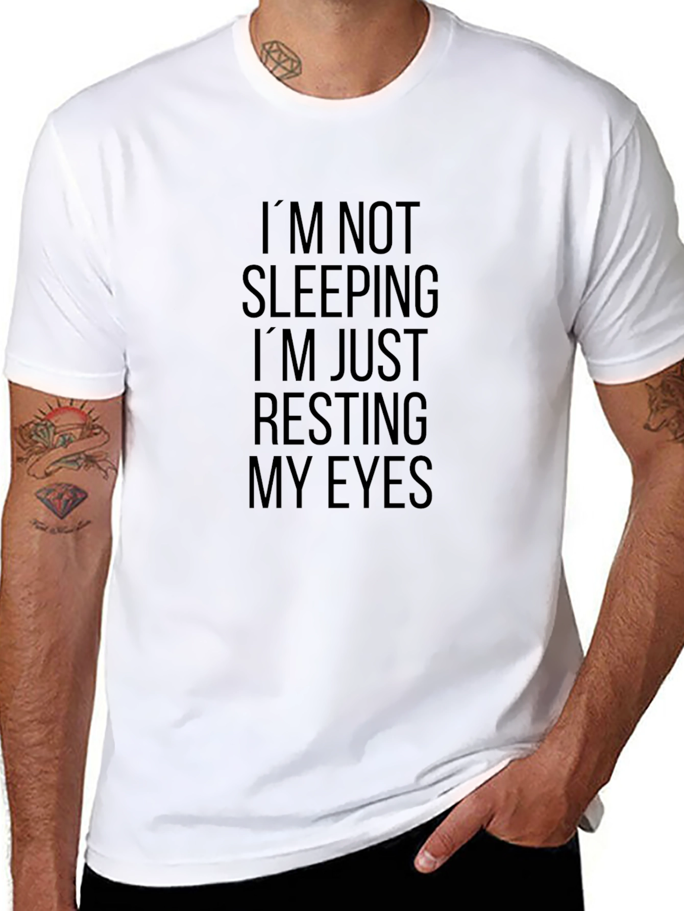 Resting Eyes Black T-Shirt - Funny Slogan Tee