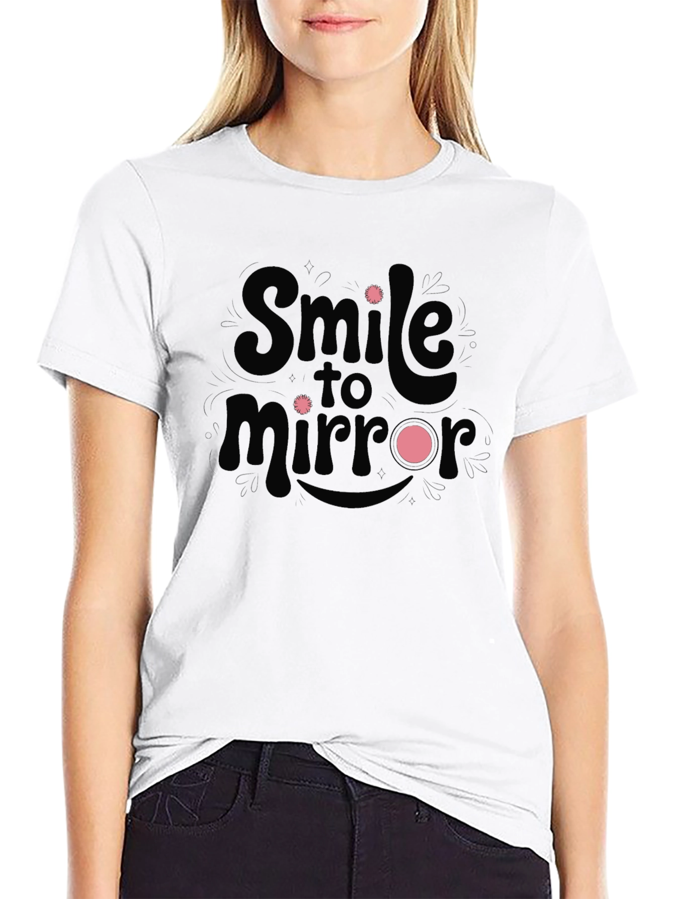 Smile to Mirror Black Graphic Tee
