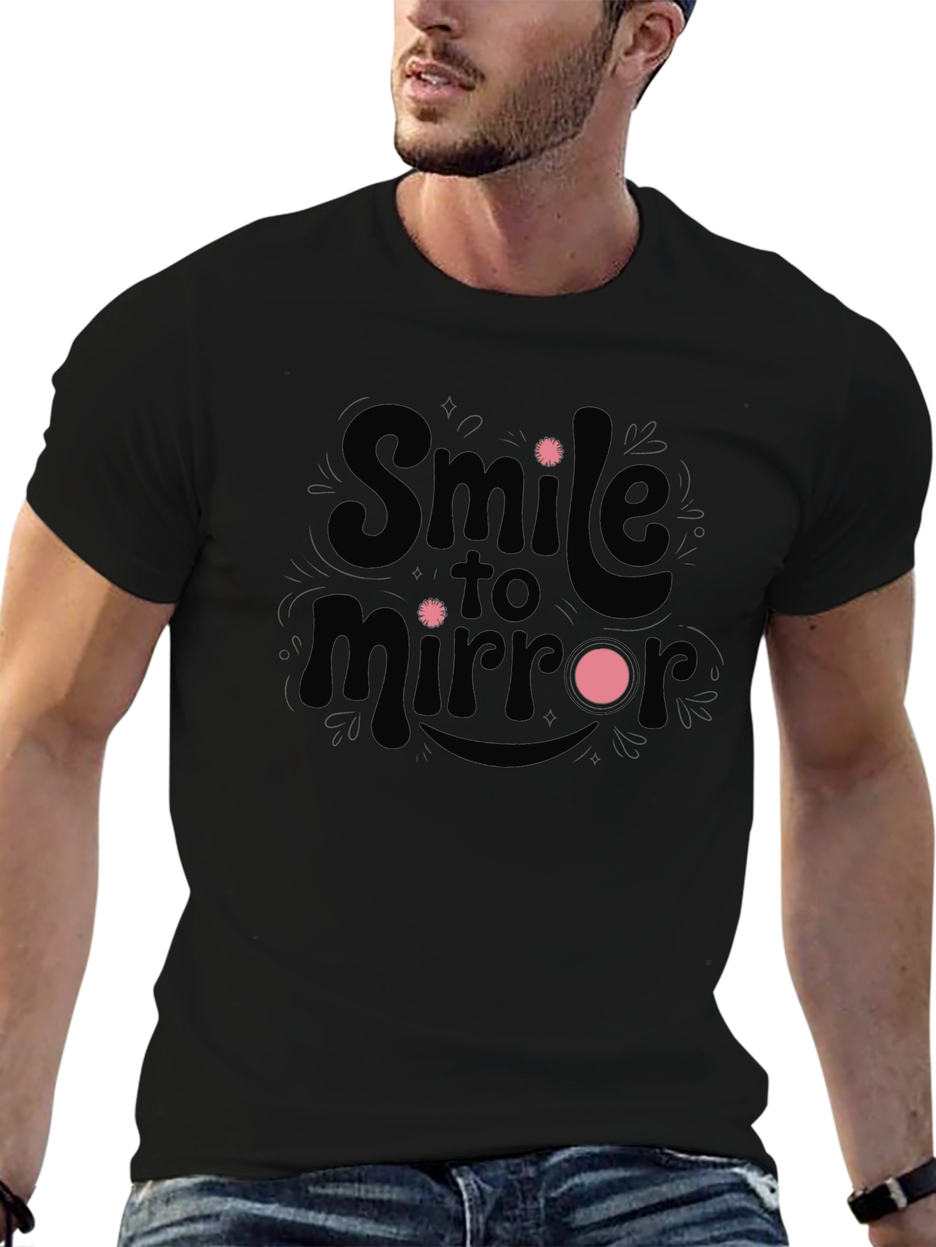Smile to Mirror Black Graphic Tee