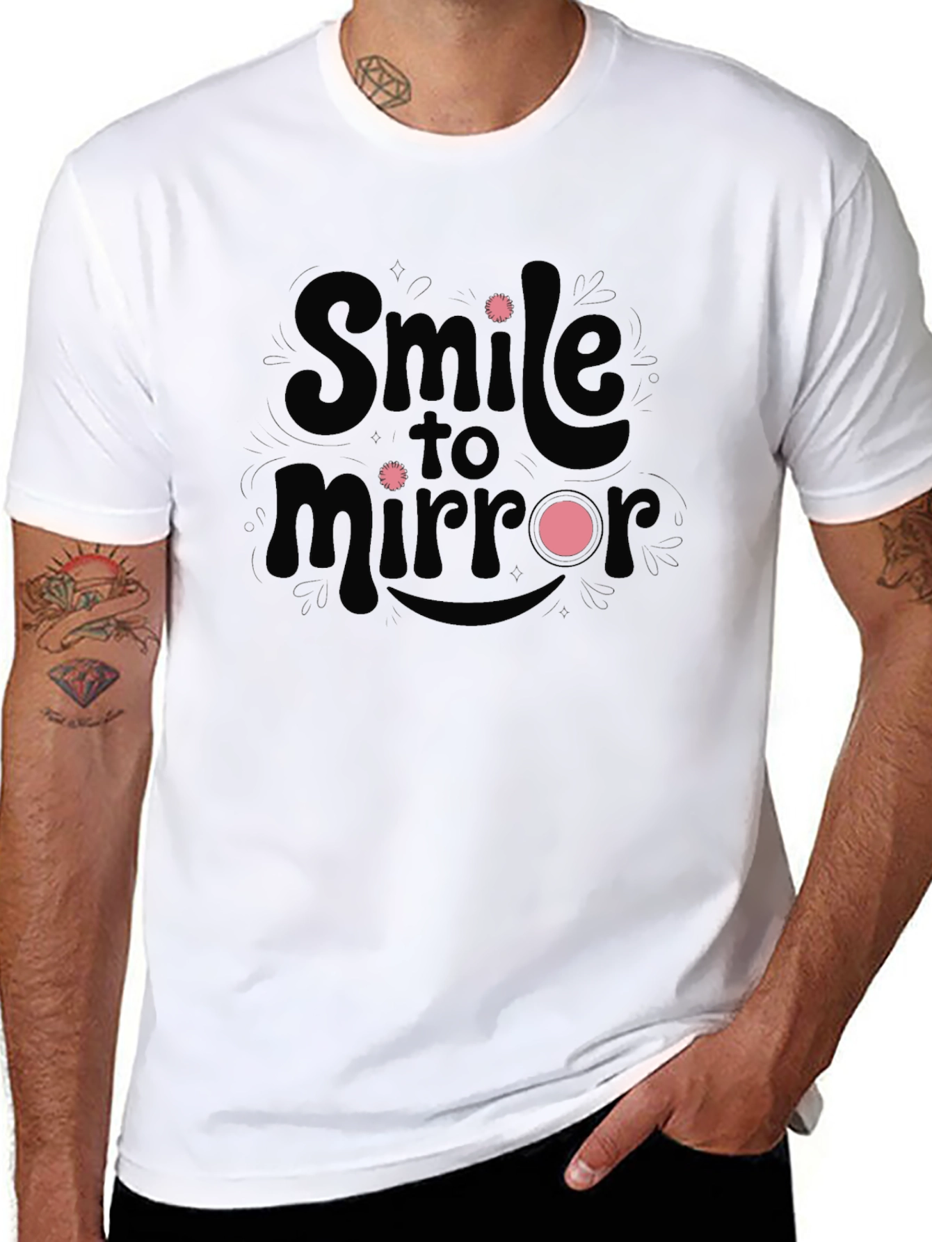 Smile to Mirror Black Graphic Tee