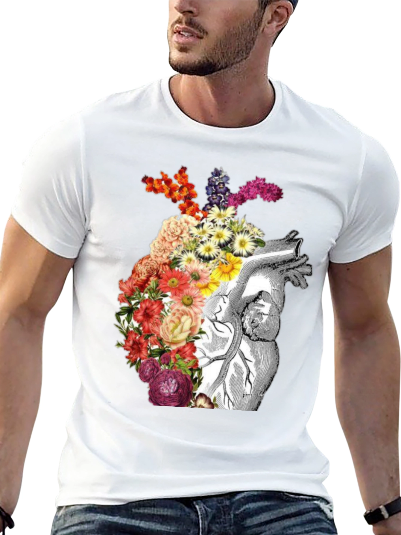 Floral Anatomical Heart Graphic Tee