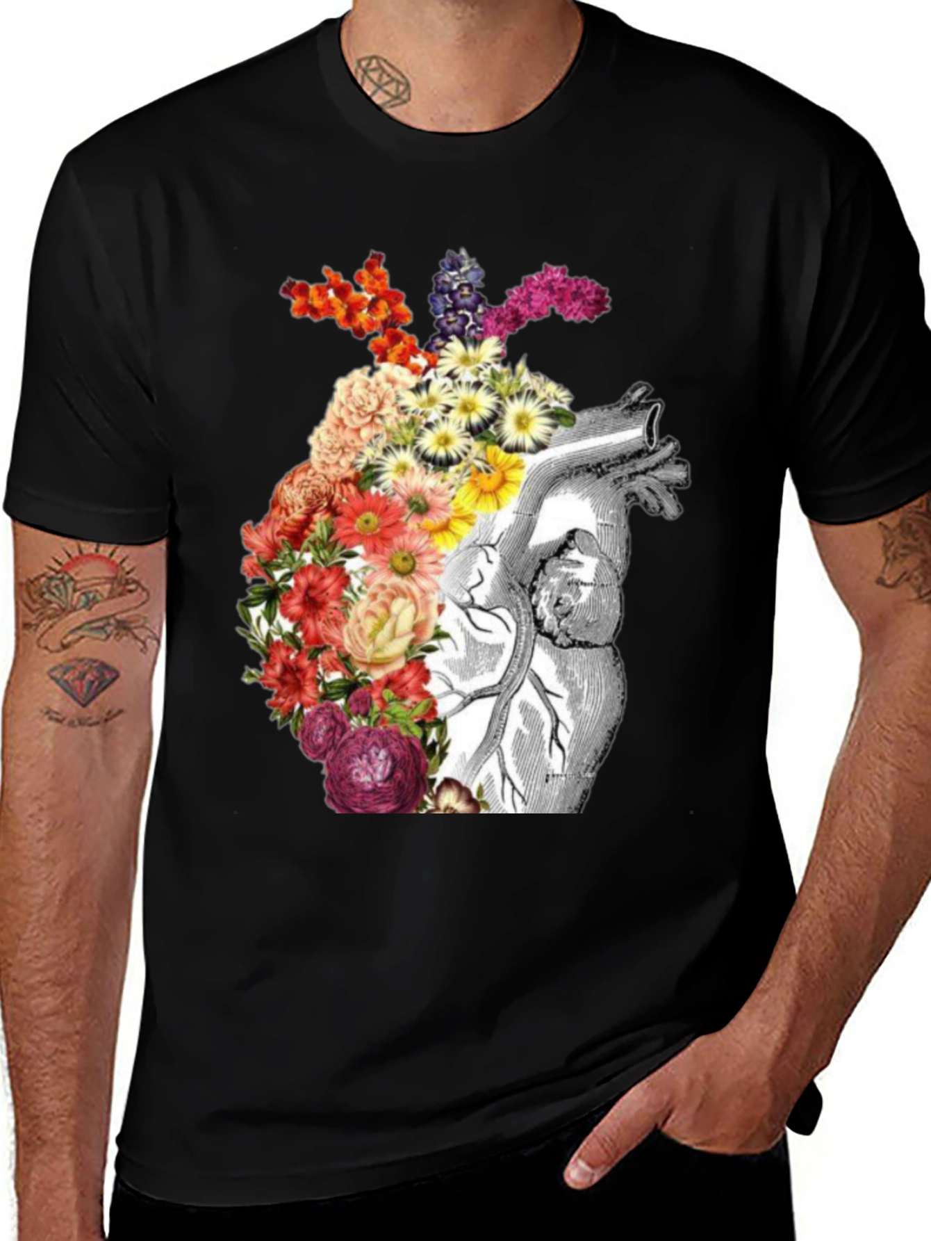 Floral Anatomical Heart Graphic Tee