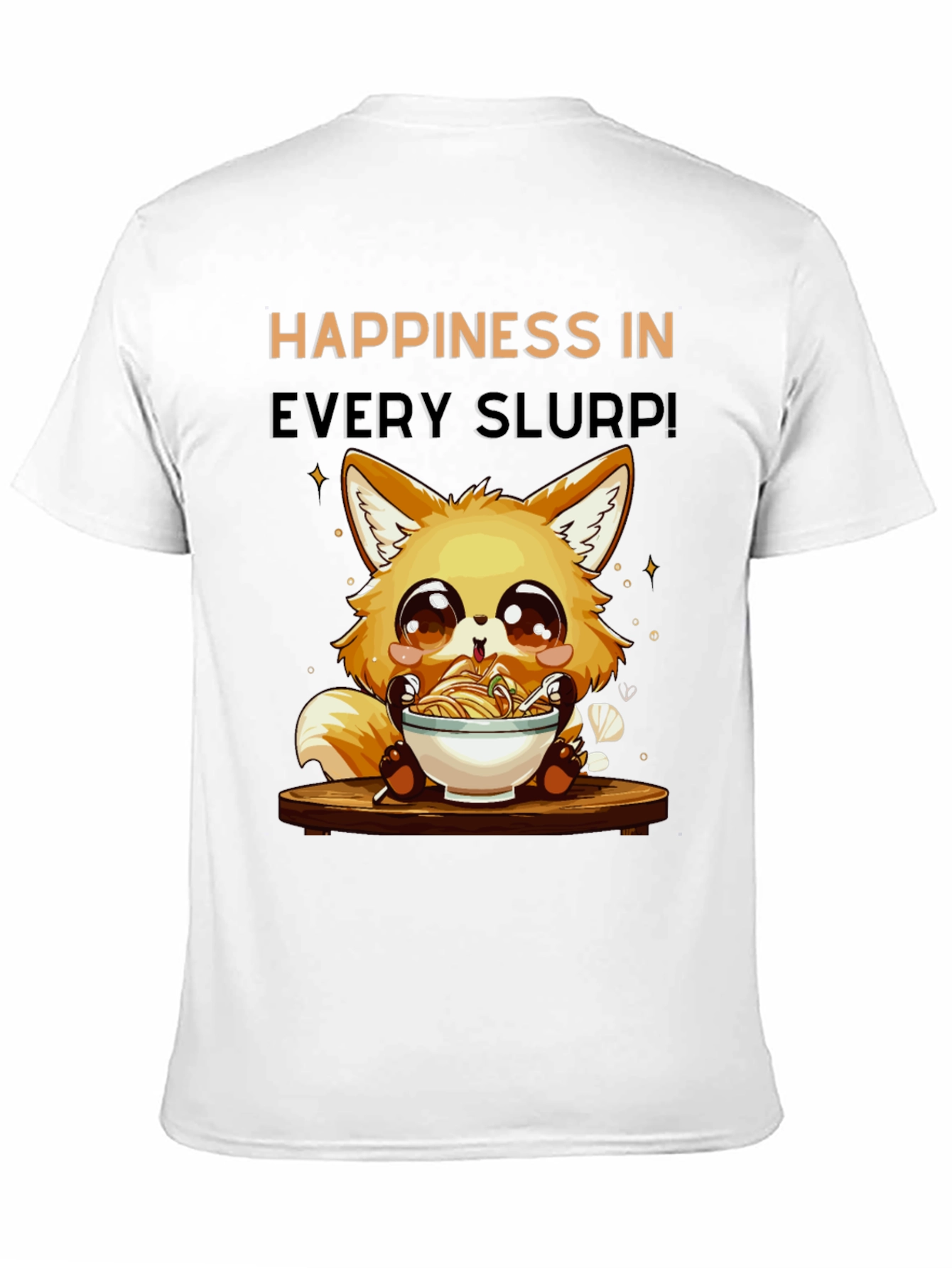 Happiness Slurp Ramen T-Shirt - Cute Fox Design