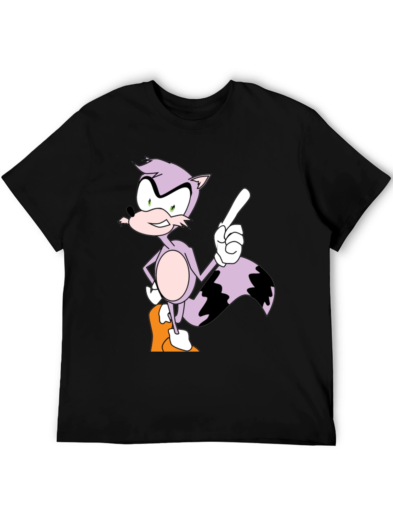 Cartoon Raccoon Graphic Tee - Mens Black T-Shirt