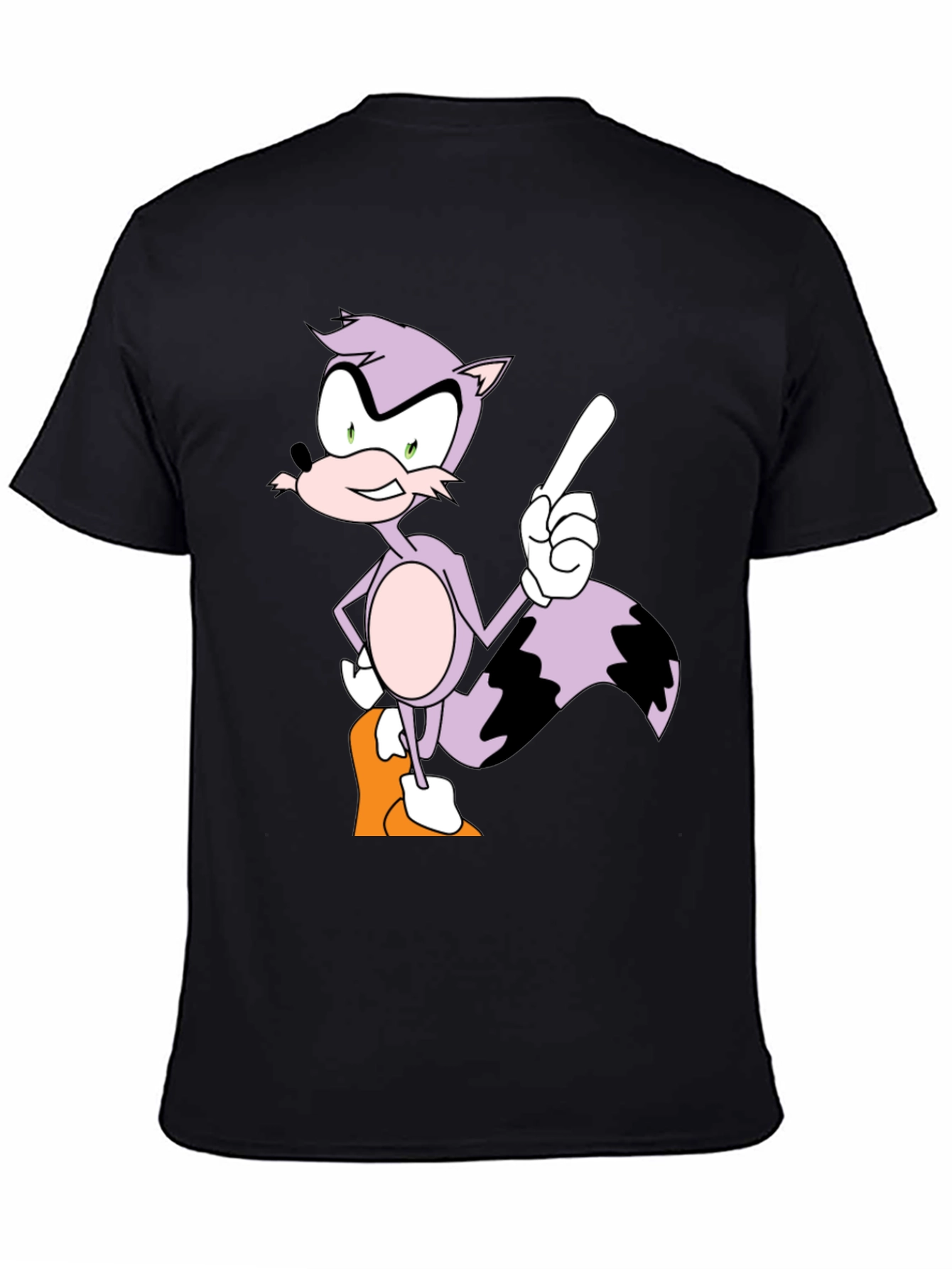 Cartoon Raccoon Graphic Tee - Mens Black T-Shirt