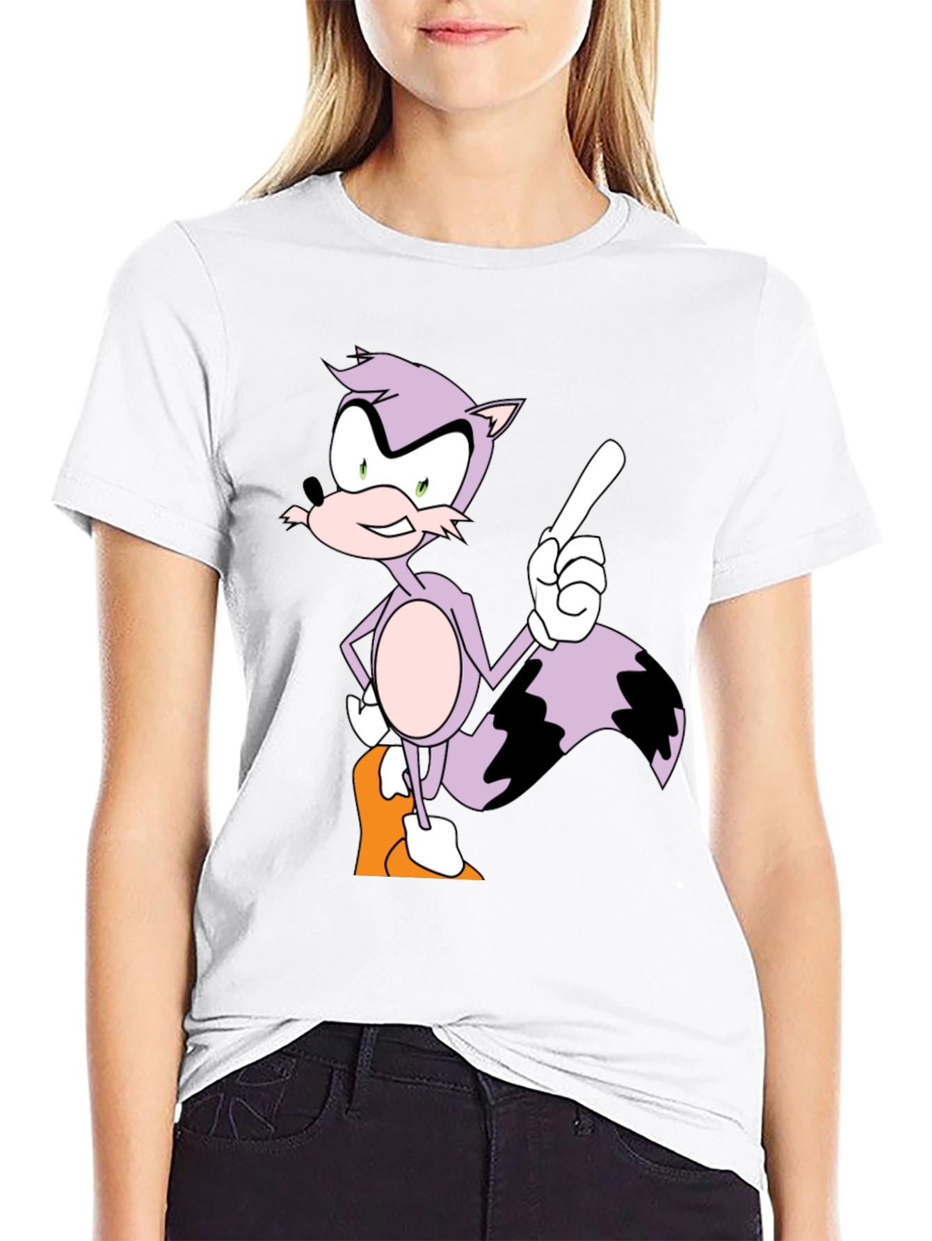 Cartoon Raccoon Graphic Tee - Mens Black T-Shirt