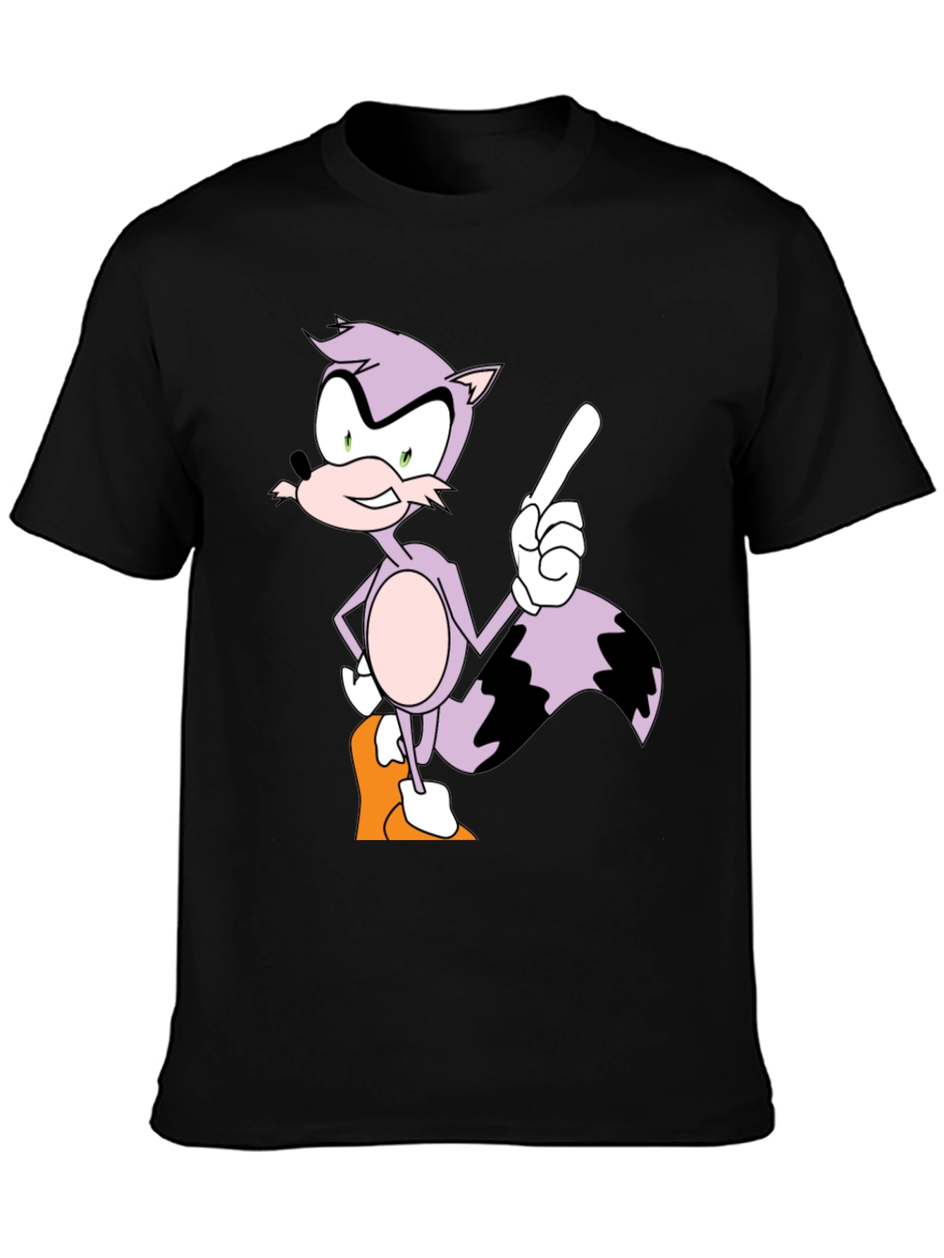 Cartoon Raccoon Graphic Tee - Mens Black T-Shirt