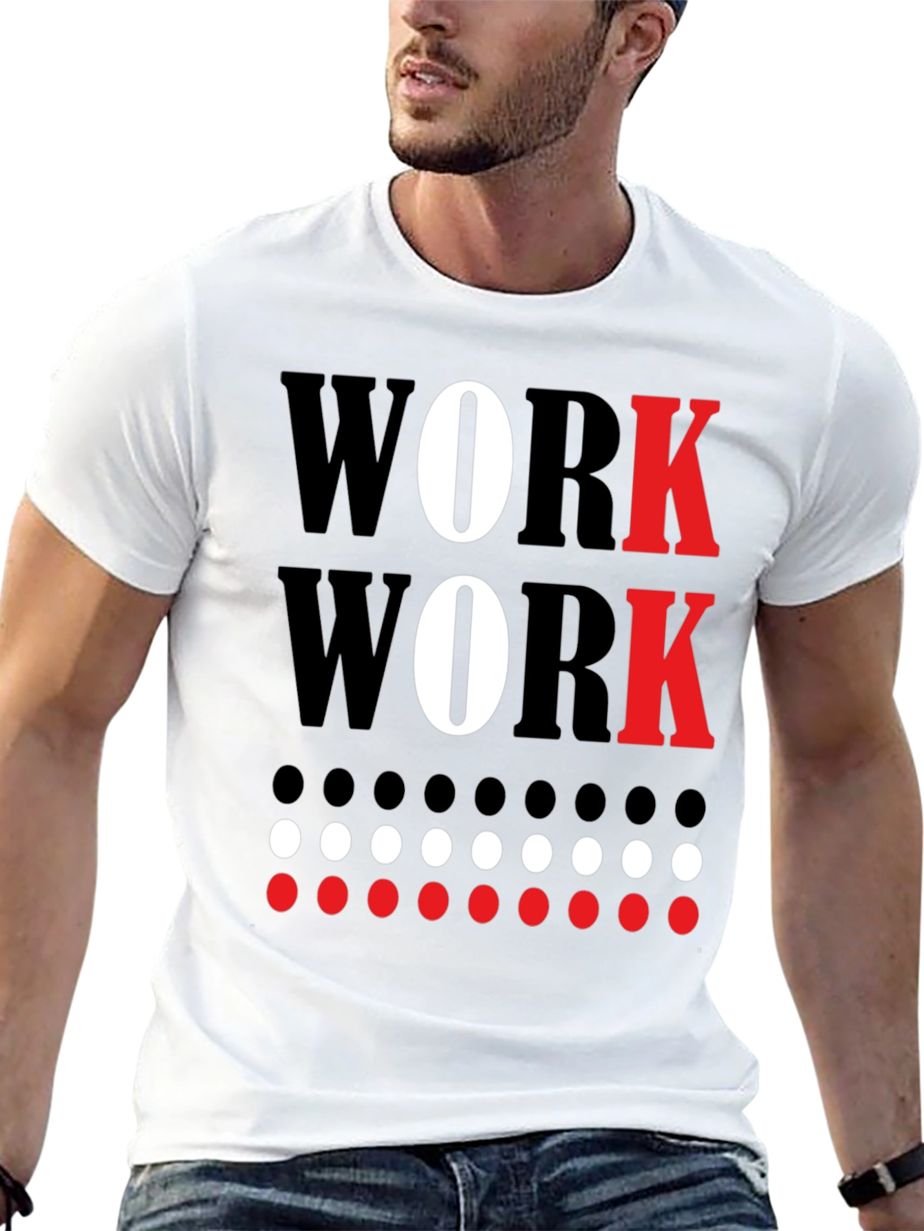 Work Graphic Tee - Black Cotton Crew Neck