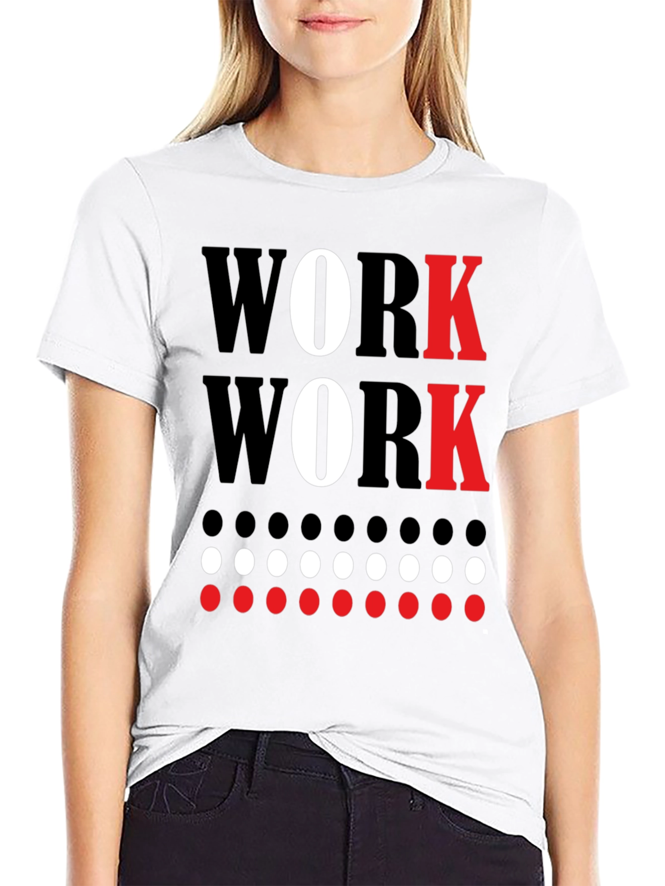 Work Graphic Tee - Black Cotton Crew Neck