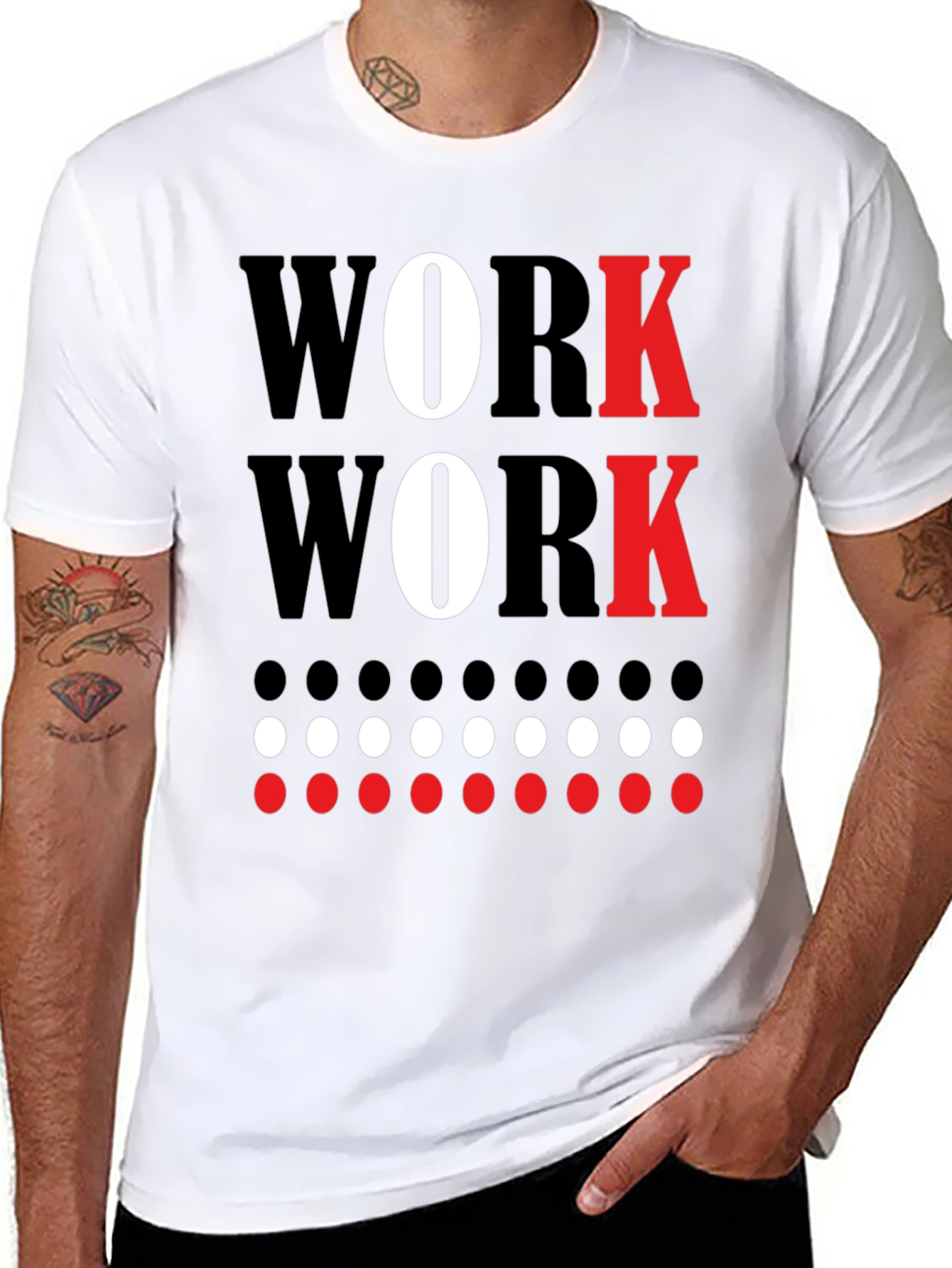 Work Graphic Tee - Black Cotton Crew Neck