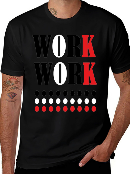 Work Graphic Tee - Black Cotton Crew Neck
