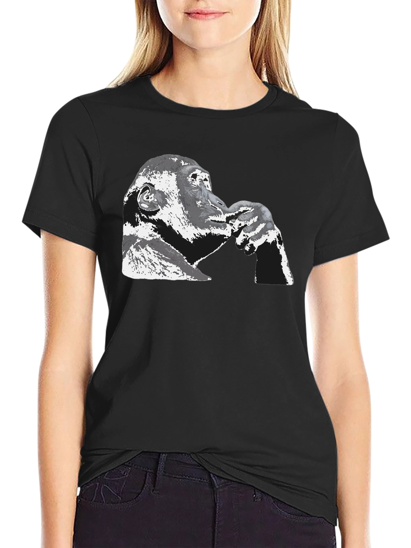 Contemplative Ape Graphic Black T-Shirt