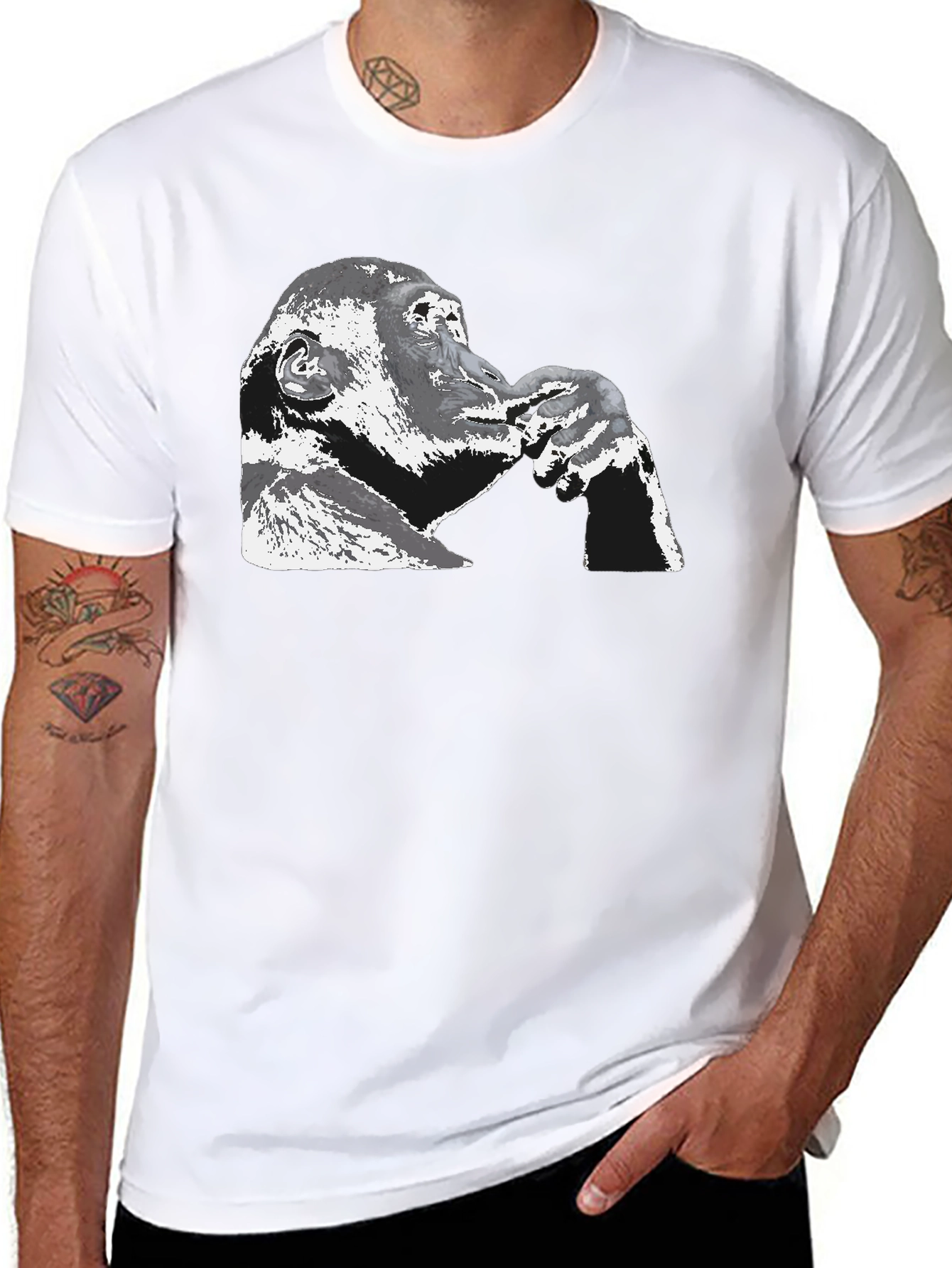 Contemplative Ape Graphic Black T-Shirt