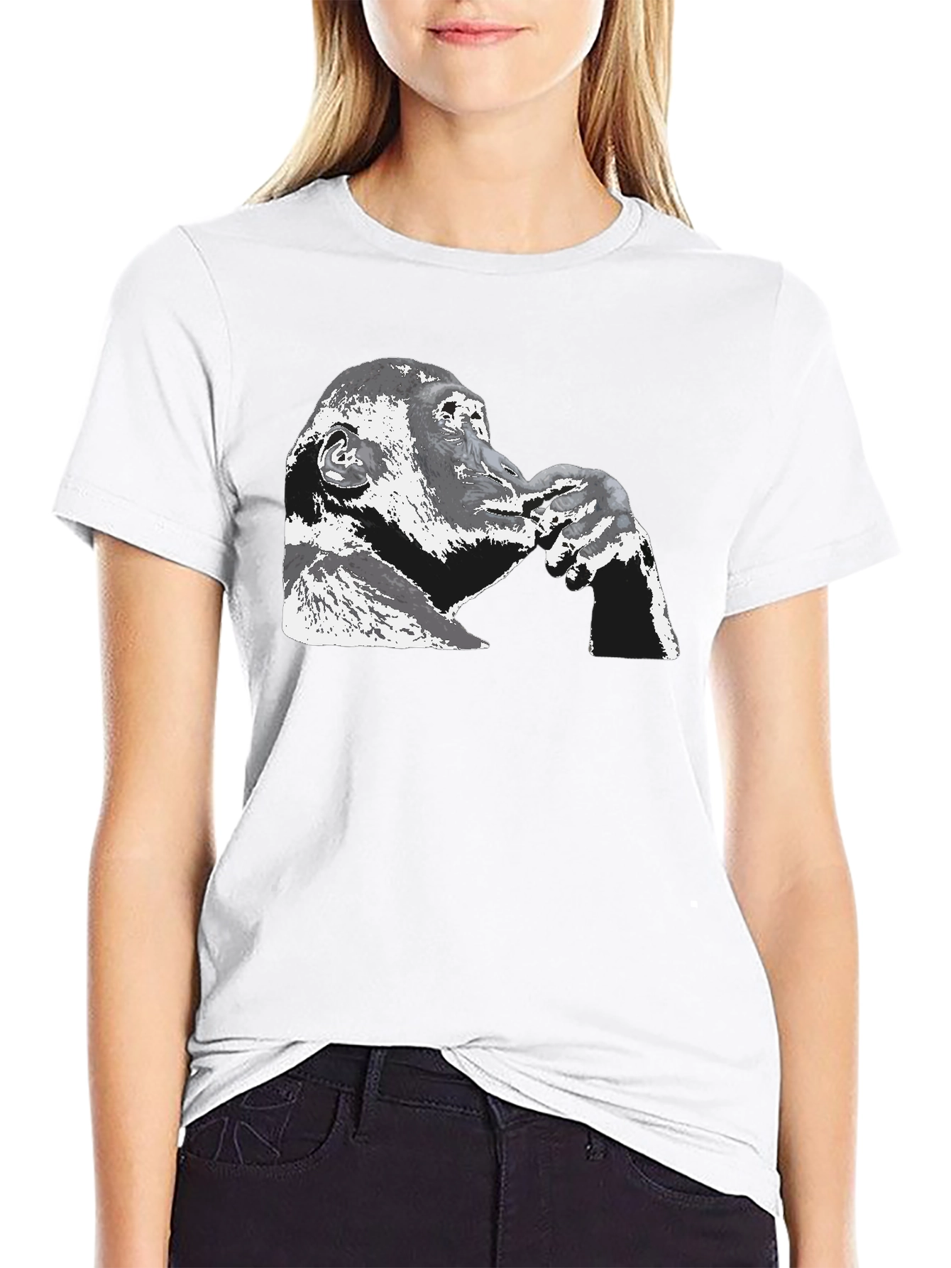 Contemplative Ape Graphic Black T-Shirt