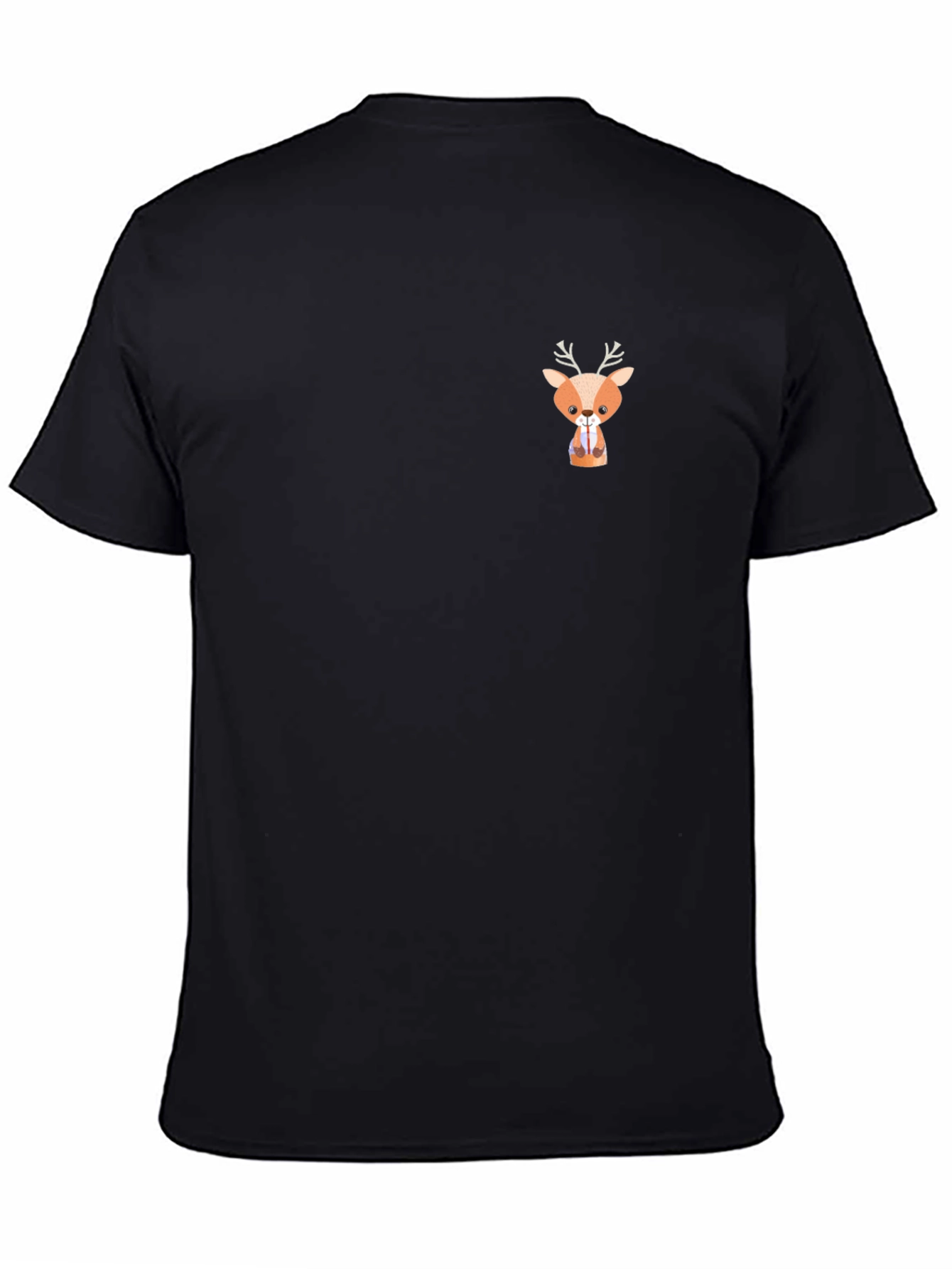 Cute Deer Graphic Black T-Shirt
