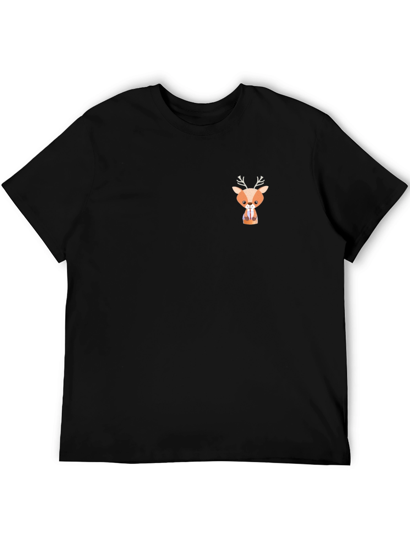 Cute Deer Graphic Black T-Shirt