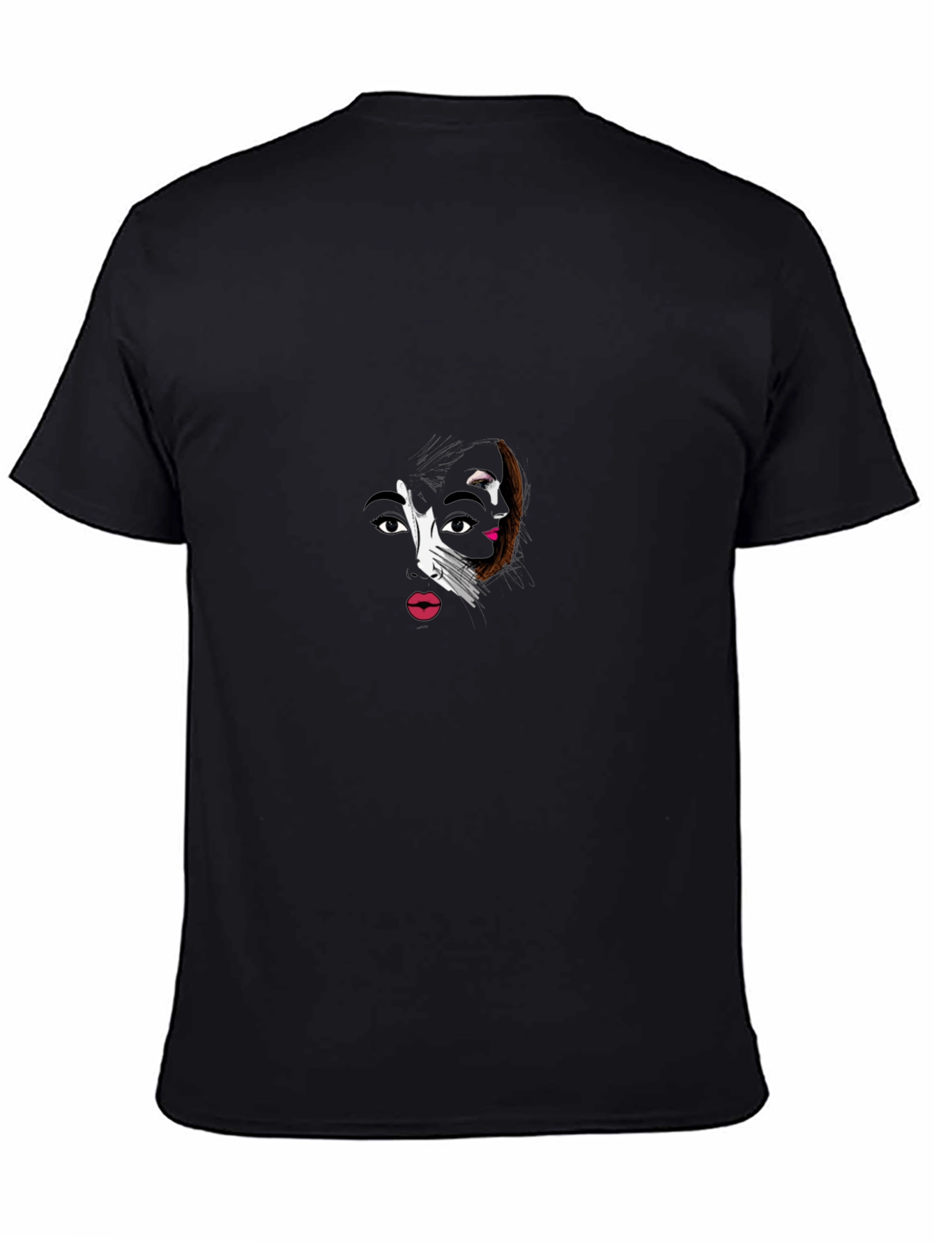 Abstract Face Graphic Black T-Shirt