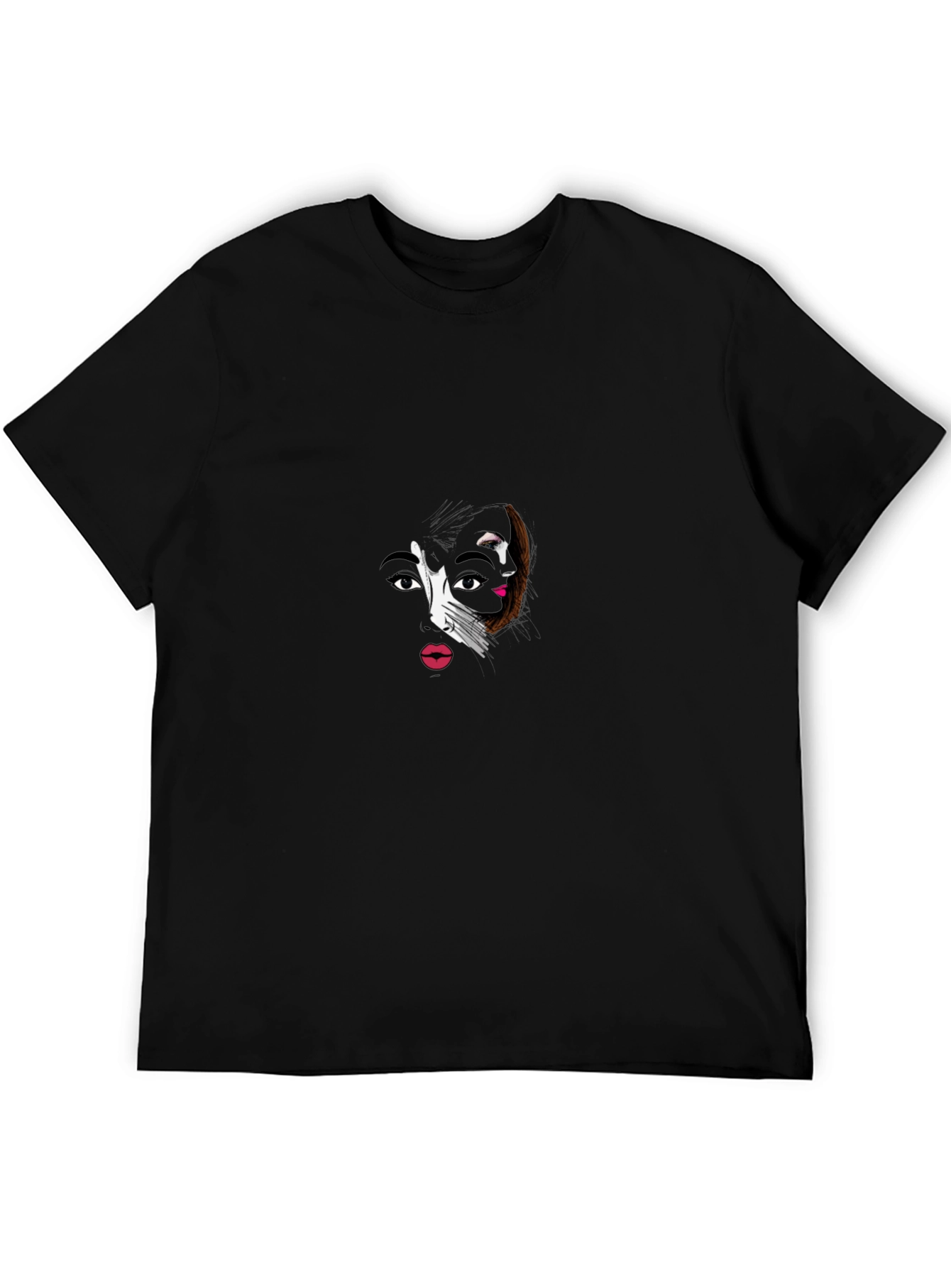 Abstract Face Graphic Black T-Shirt