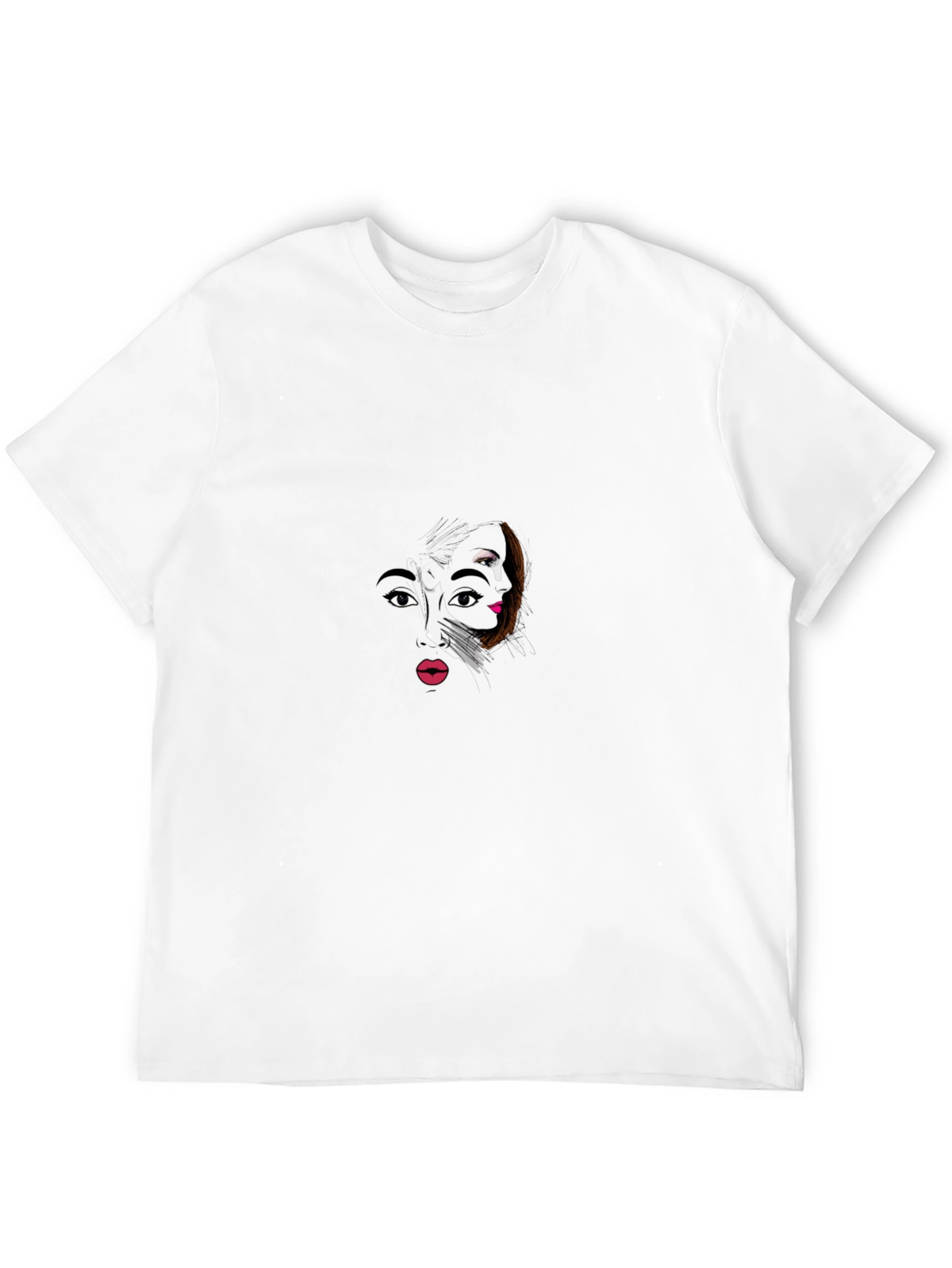 Abstract Face Graphic Black T-Shirt