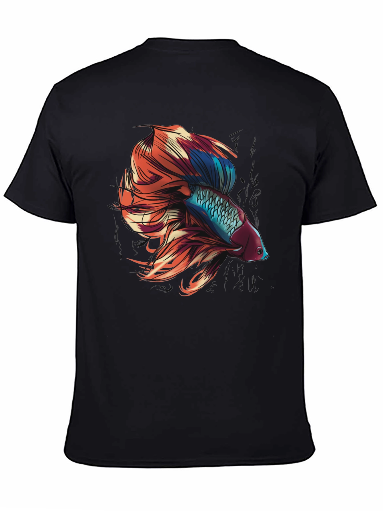 Betta Fish Graphic Tee - Black Cotton T-Shirt
