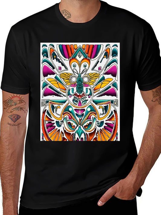 Abstract Moth Graphic Tee - Bold & Colorful
