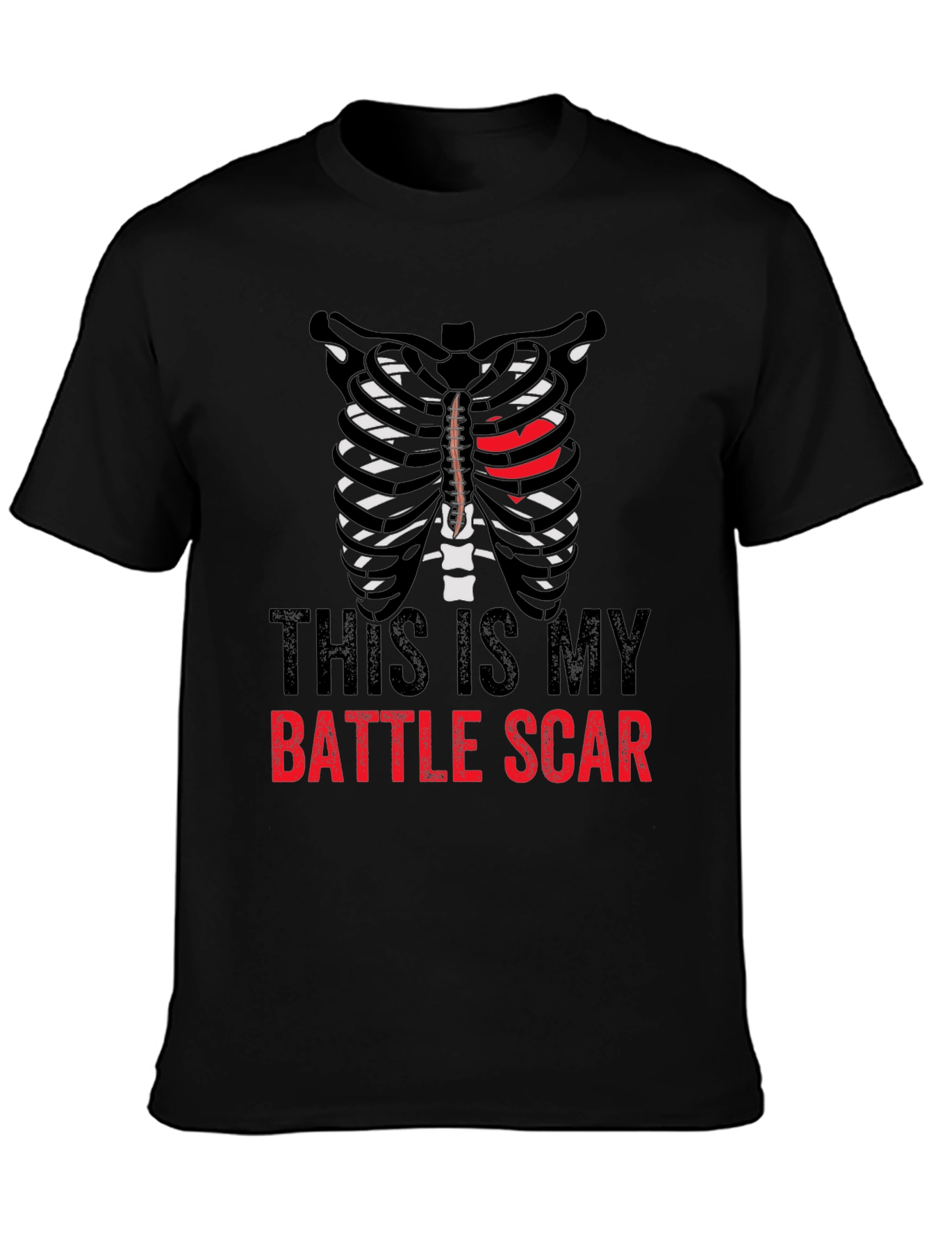 Battle Scar Ribcage Graphic Tee - Mens Novelty T-Shirt