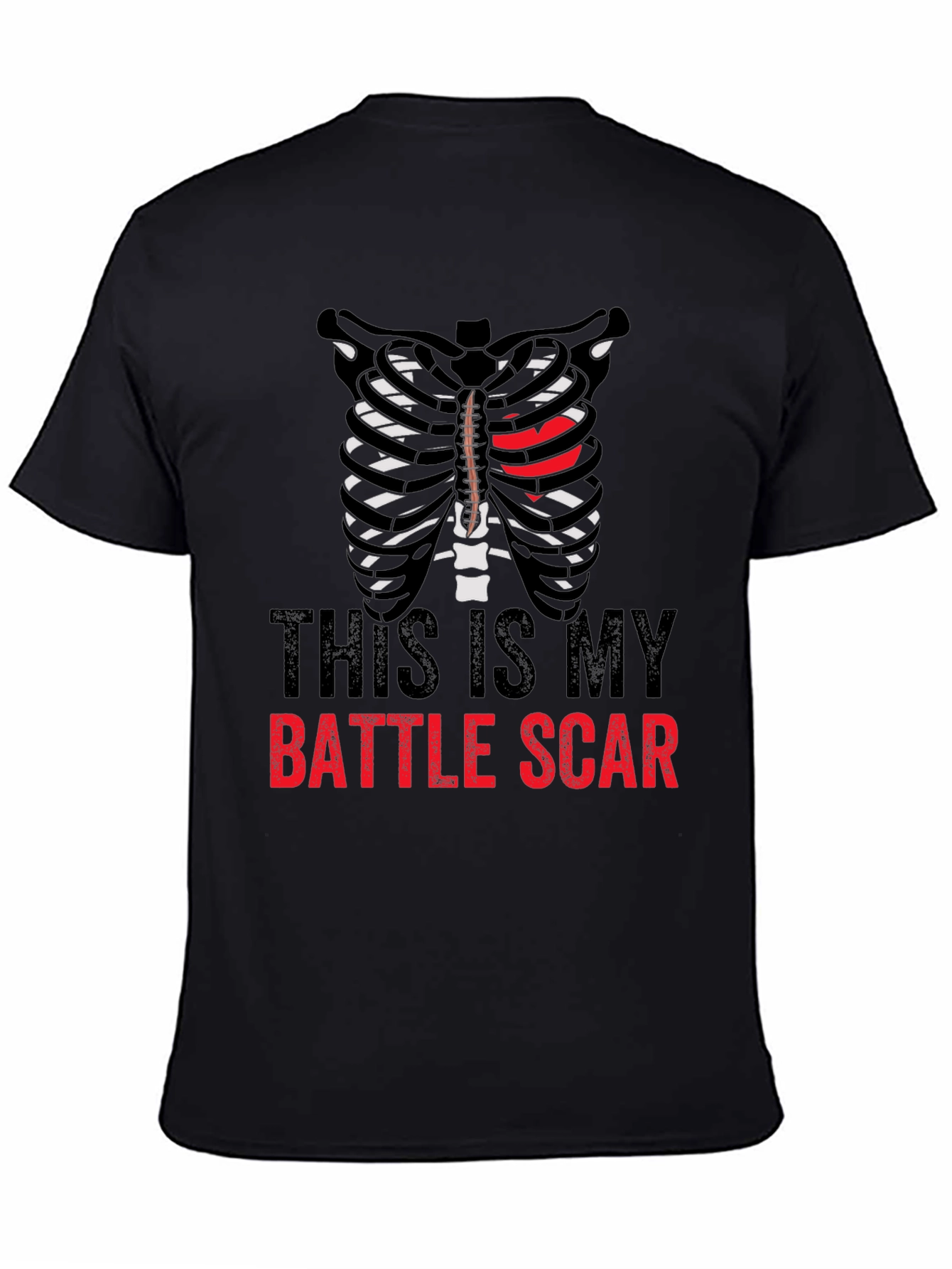 Battle Scar Ribcage Graphic Tee - Mens Novelty T-Shirt