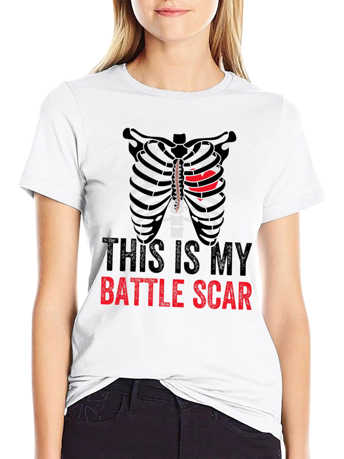 Battle Scar Ribcage Graphic Tee - Mens Novelty T-Shirt