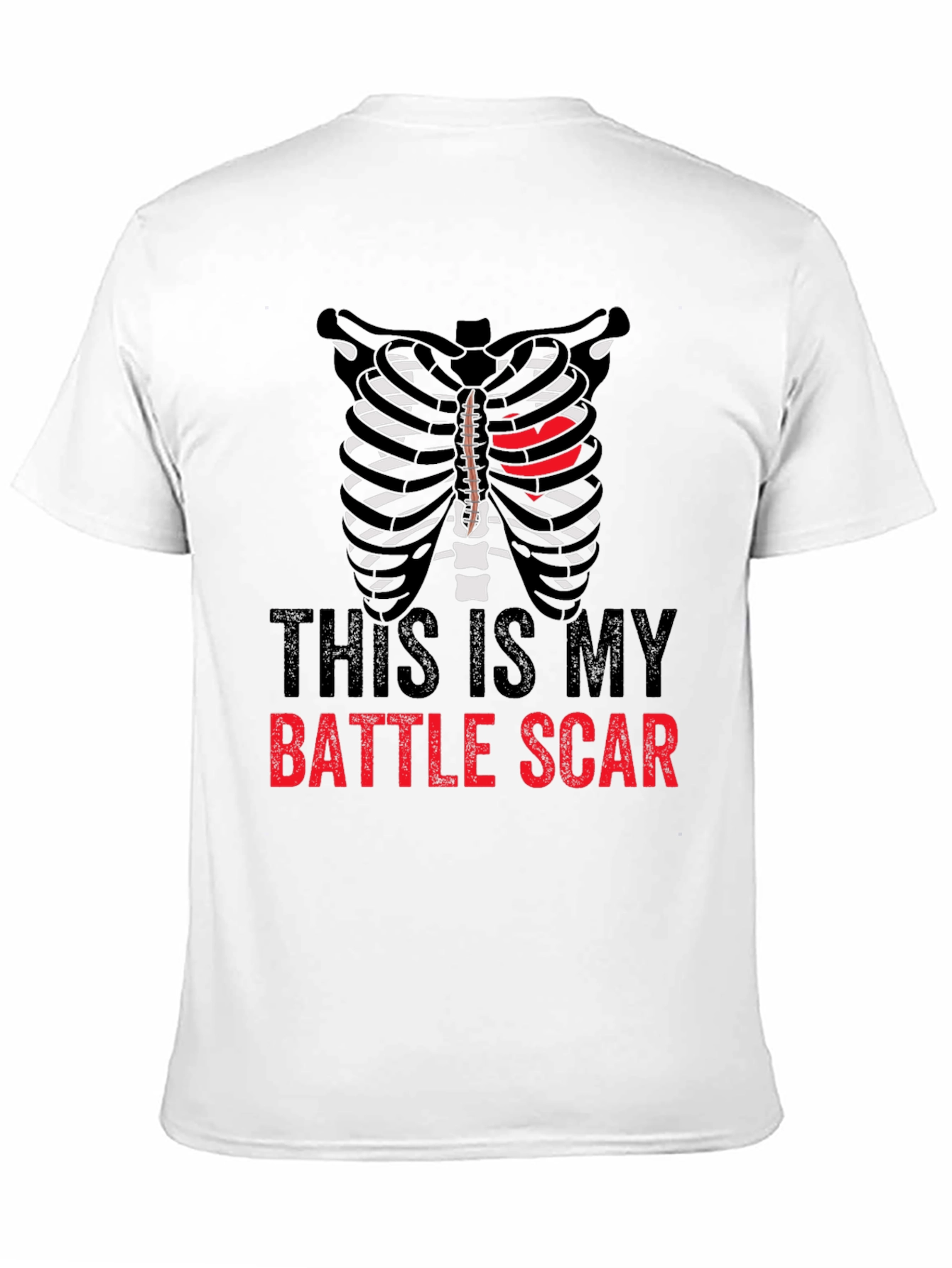 Battle Scar Ribcage Graphic Tee - Mens Novelty T-Shirt