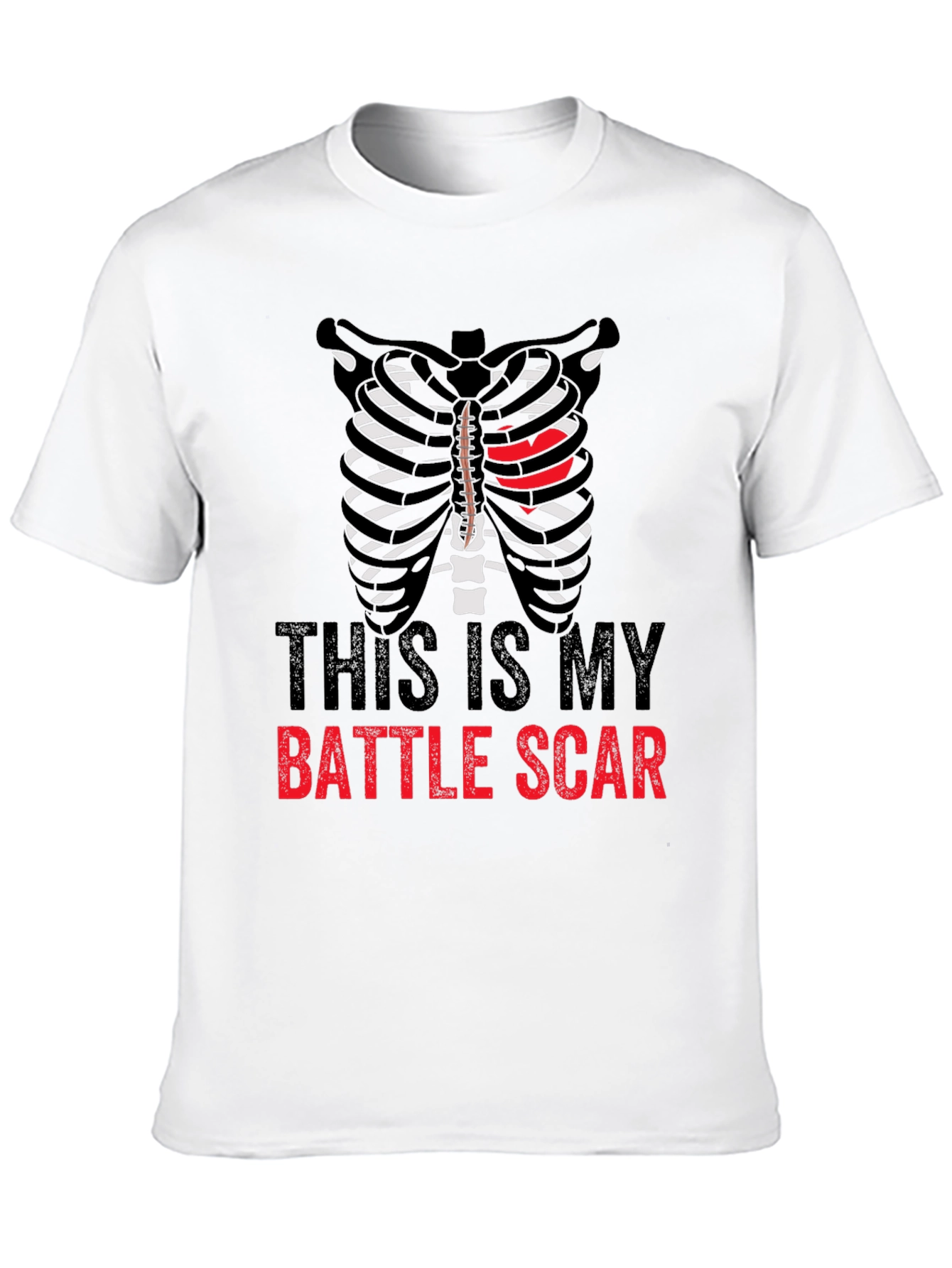 Battle Scar Ribcage Graphic Tee - Mens Novelty T-Shirt