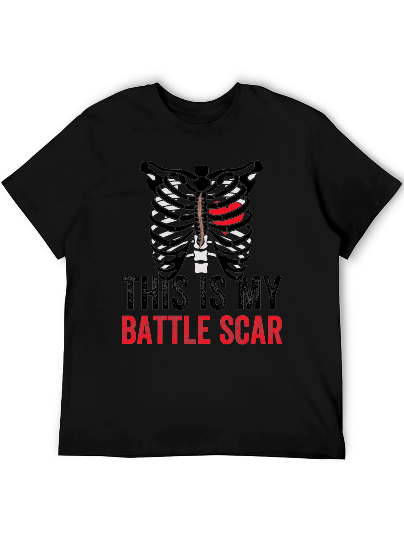 Battle Scar Ribcage Graphic Tee - Mens Novelty T-Shirt