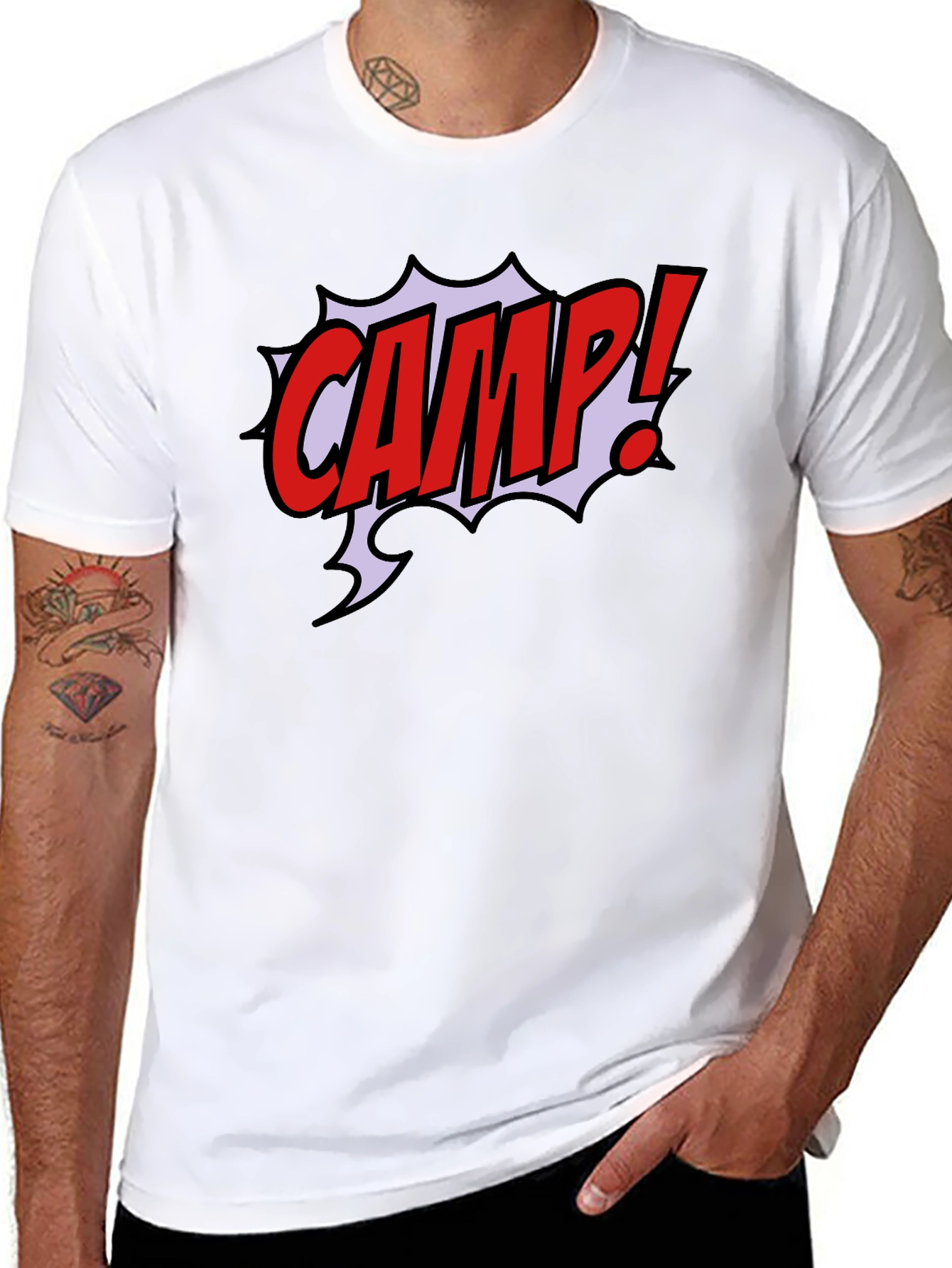 Comic Style CAMP! Black Graphic T-Shirt