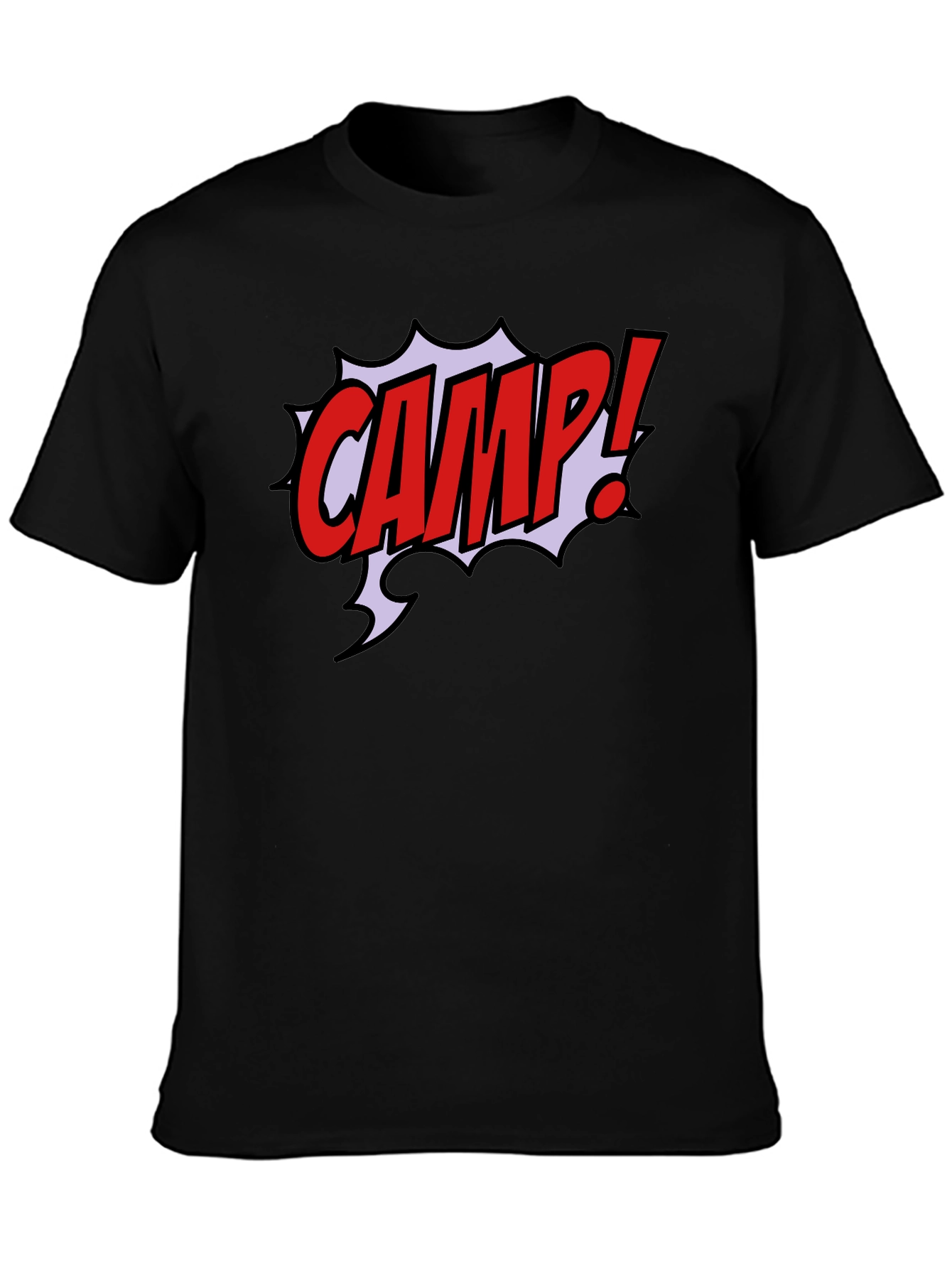 Comic Style CAMP! Black Graphic T-Shirt