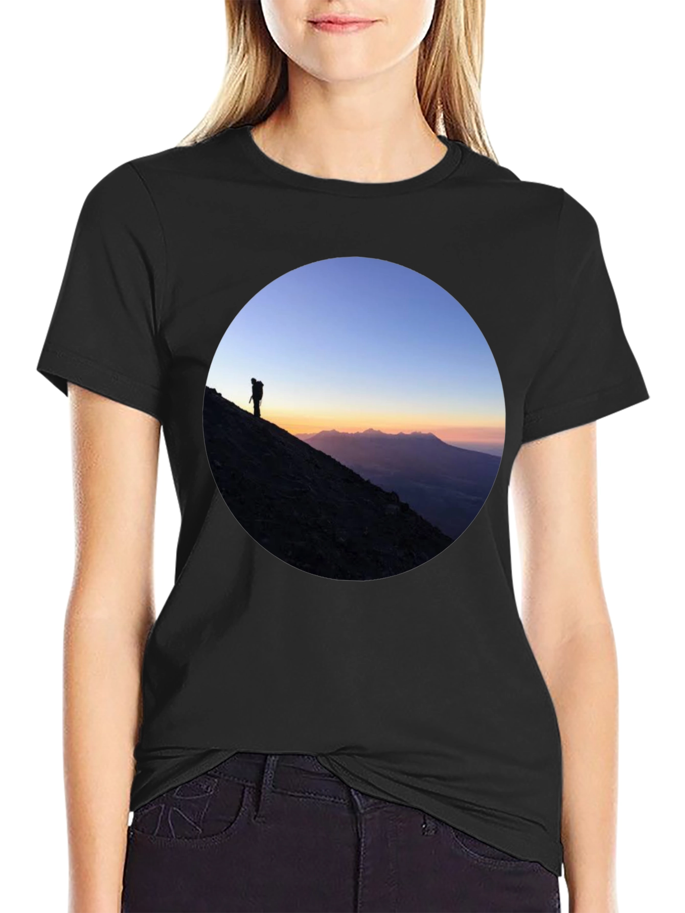 Mountain Climber Sunset Graphic T-Shirt