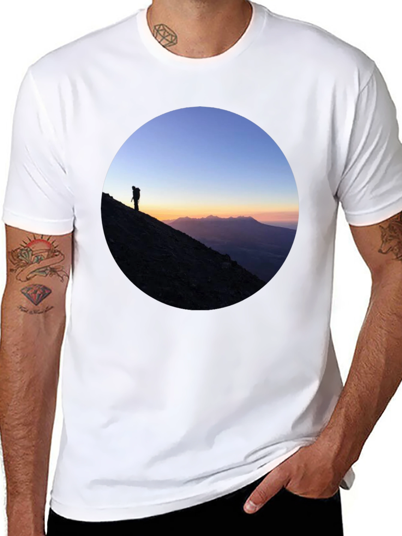 Mountain Climber Sunset Graphic T-Shirt