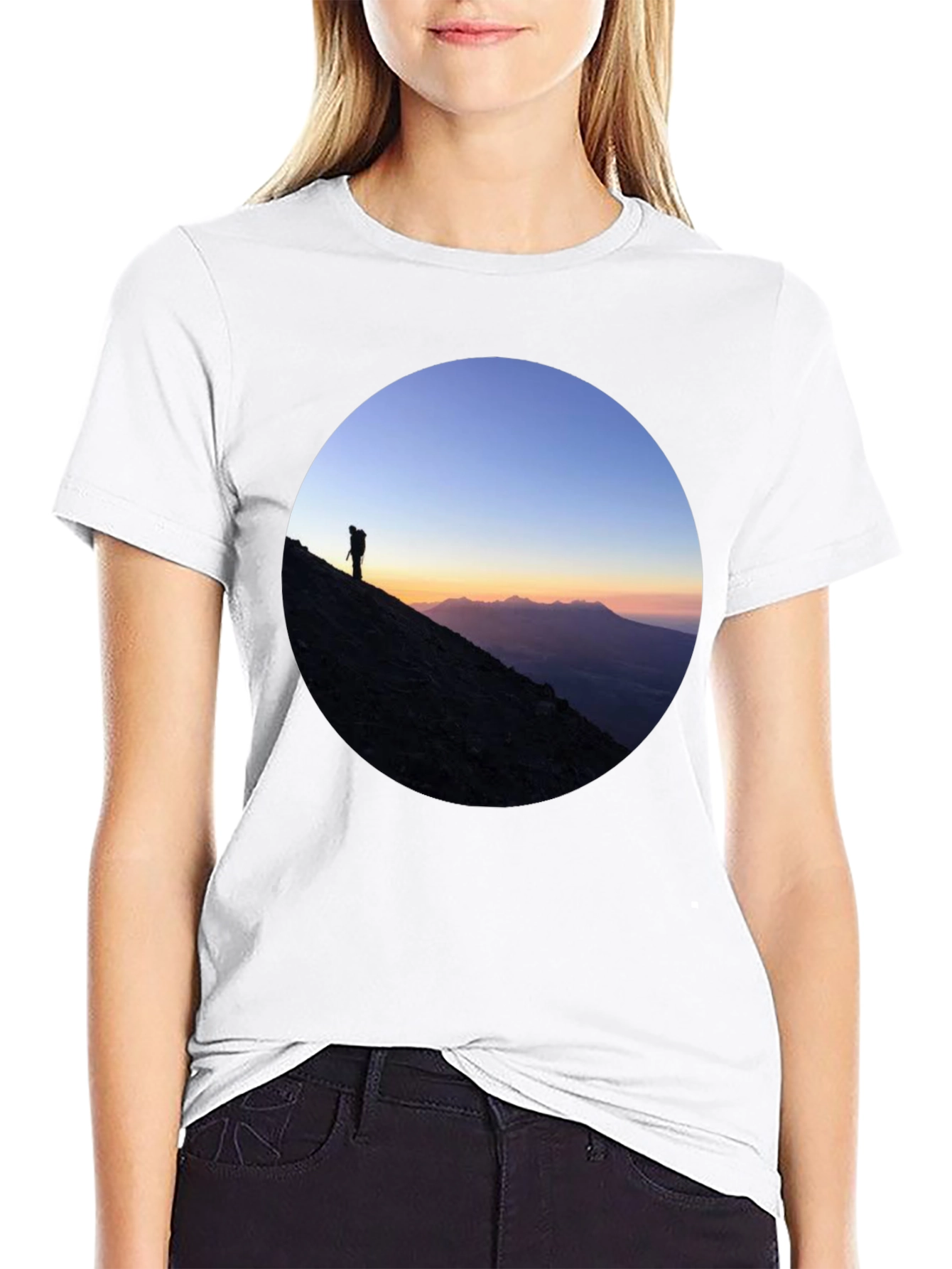 Mountain Climber Sunset Graphic T-Shirt