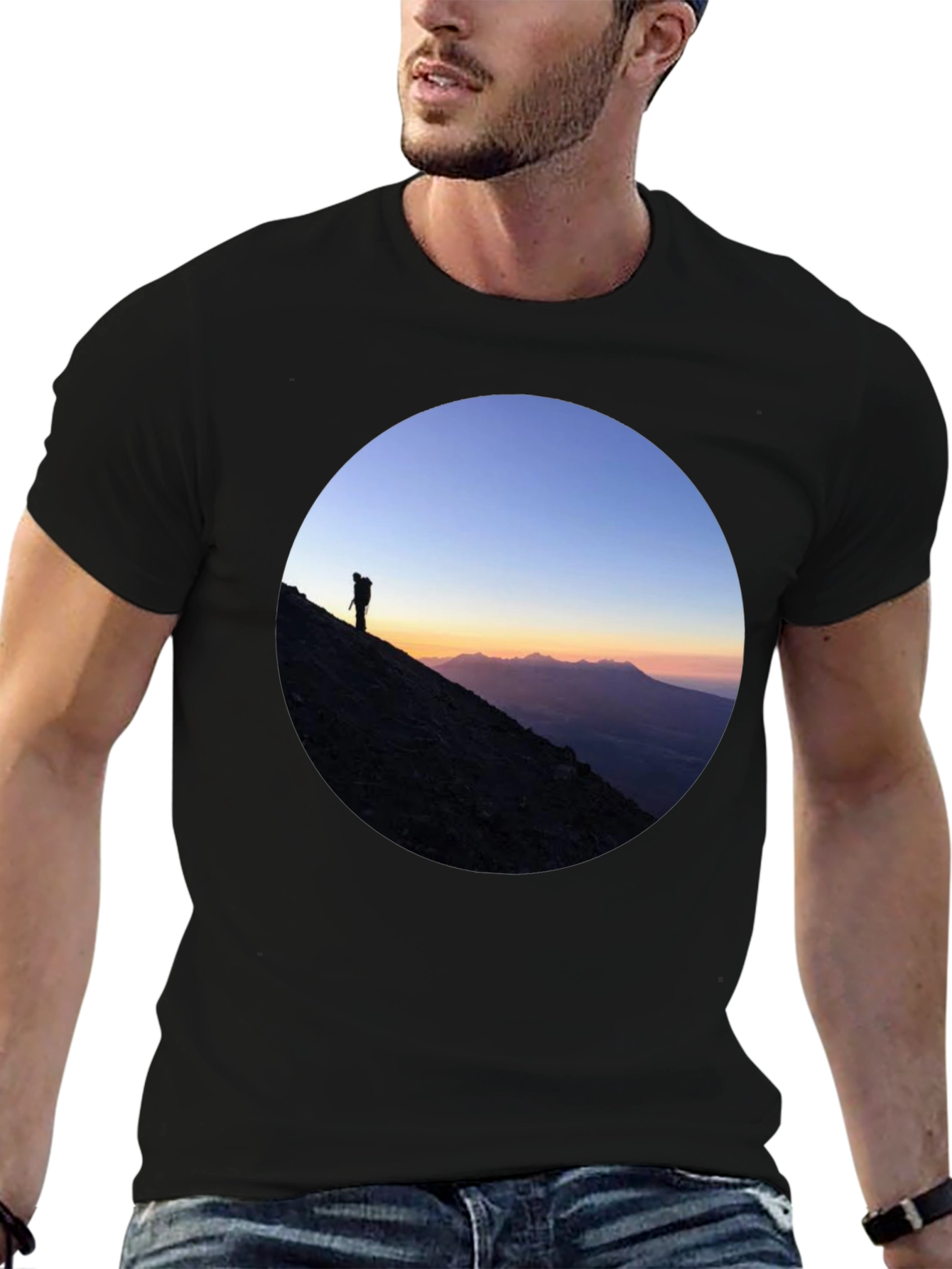 Mountain Climber Sunset Graphic T-Shirt