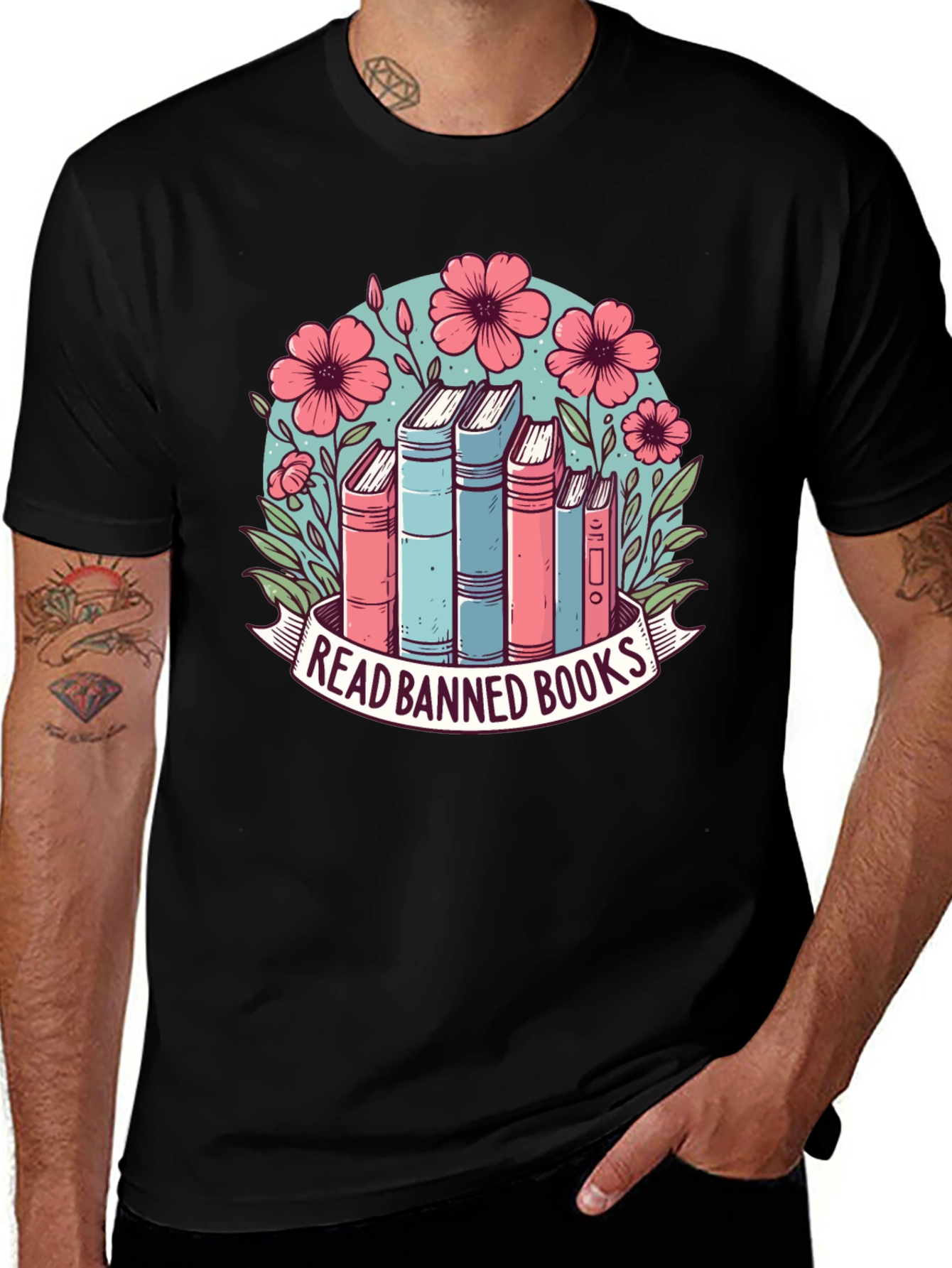 Read Banned Books T-Shirt: Floral Book Lover Tee
