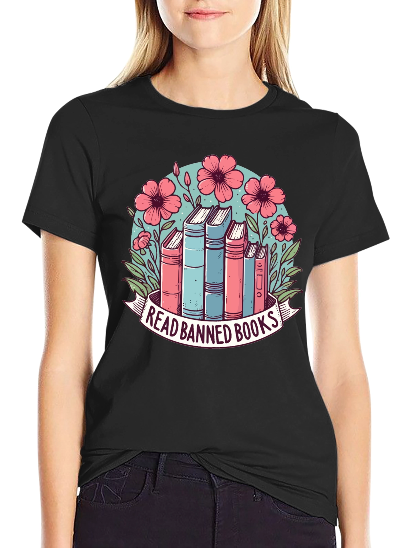 Read Banned Books T-Shirt: Floral Book Lover Tee