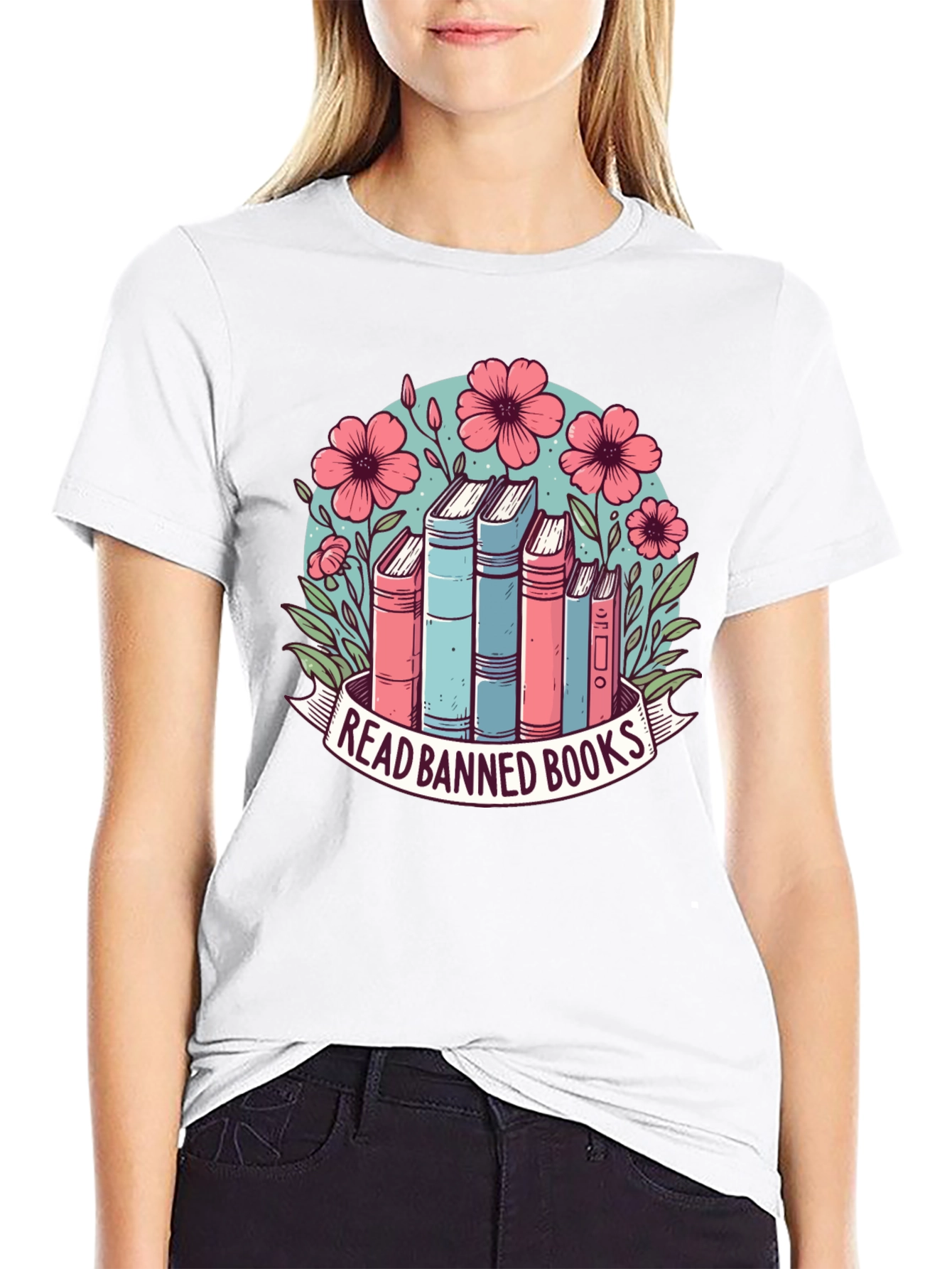 Read Banned Books T-Shirt: Floral Book Lover Tee