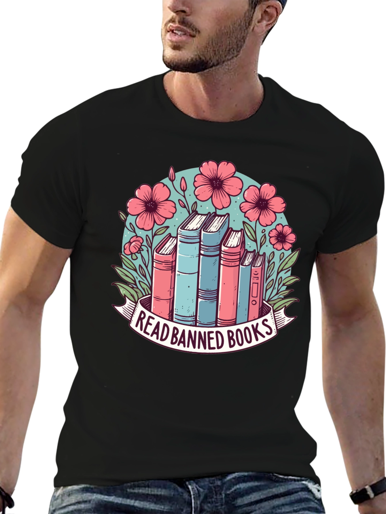 Read Banned Books T-Shirt: Floral Book Lover Tee