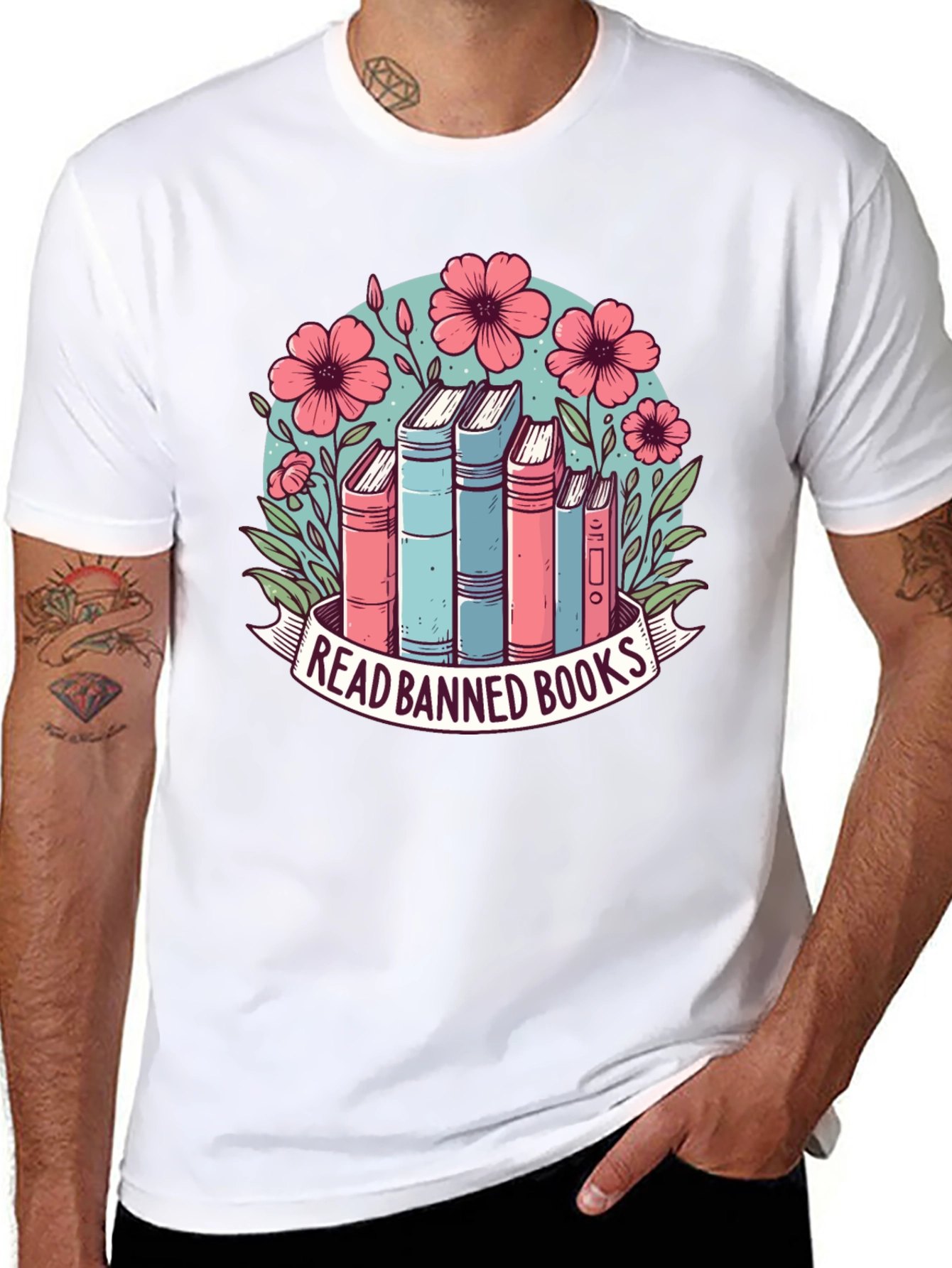 Read Banned Books T-Shirt: Floral Book Lover Tee
