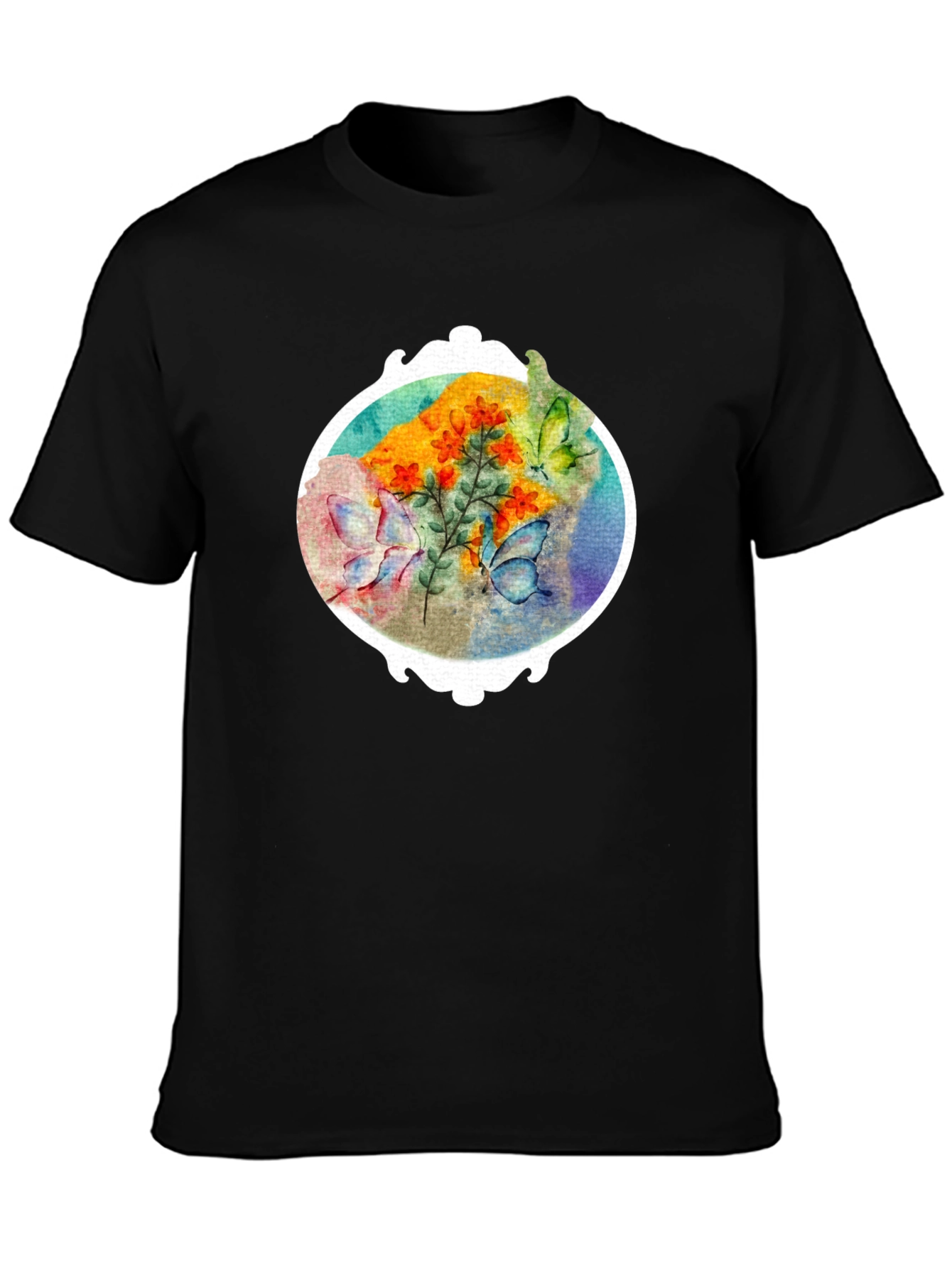 Floral Butterfly Graphic Tee - Stylish Mens T-Shirt